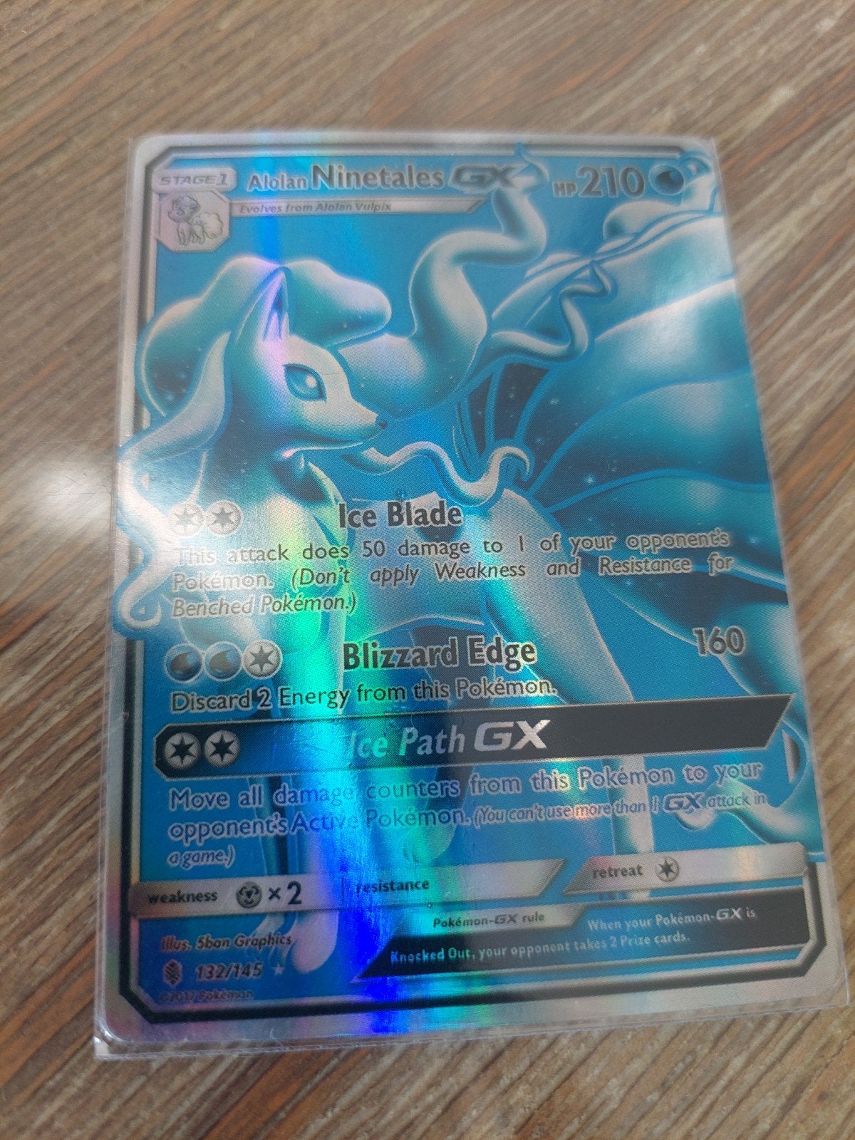 Alolan Ninetales GX Pokémon kaart - Beschadigd, Hobby en Vrije tijd, Verzamelkaartspellen | Pokémon, Ophalen of Verzenden, Gebruikt