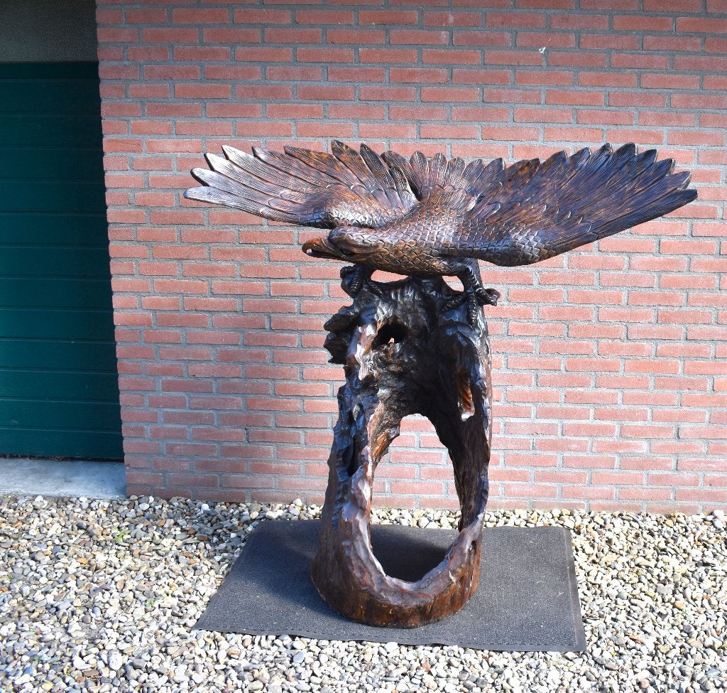 Houten Adelaar, ZEER GROOT 150 hoog x 150 cm vleugel breed., Ophalen, Houtsnijwerk, Handgemaakt, 1 meter - 2 meter