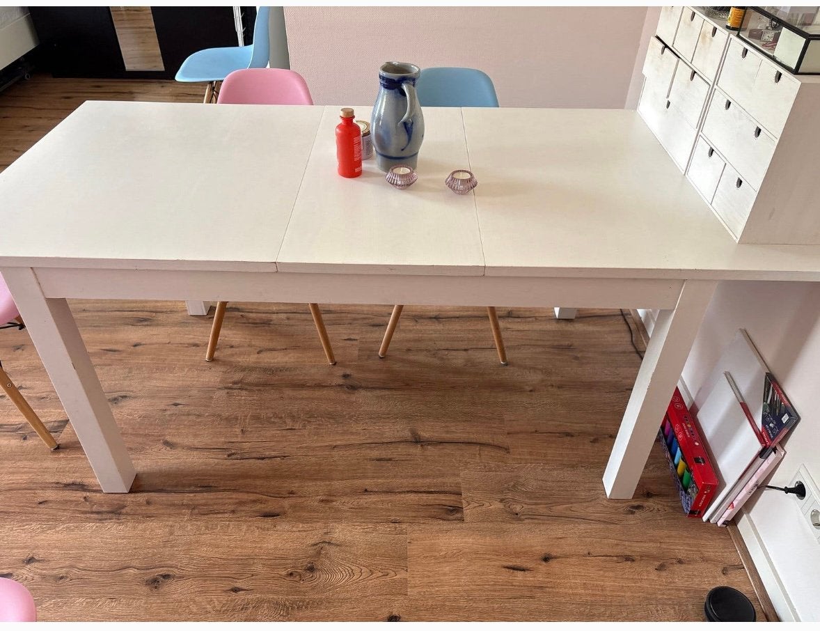 Uitschuifbare tafel, Huis en Inrichting, Ophalen, Gebruikt, 100 tot 150 cm, Vijf personen of meer