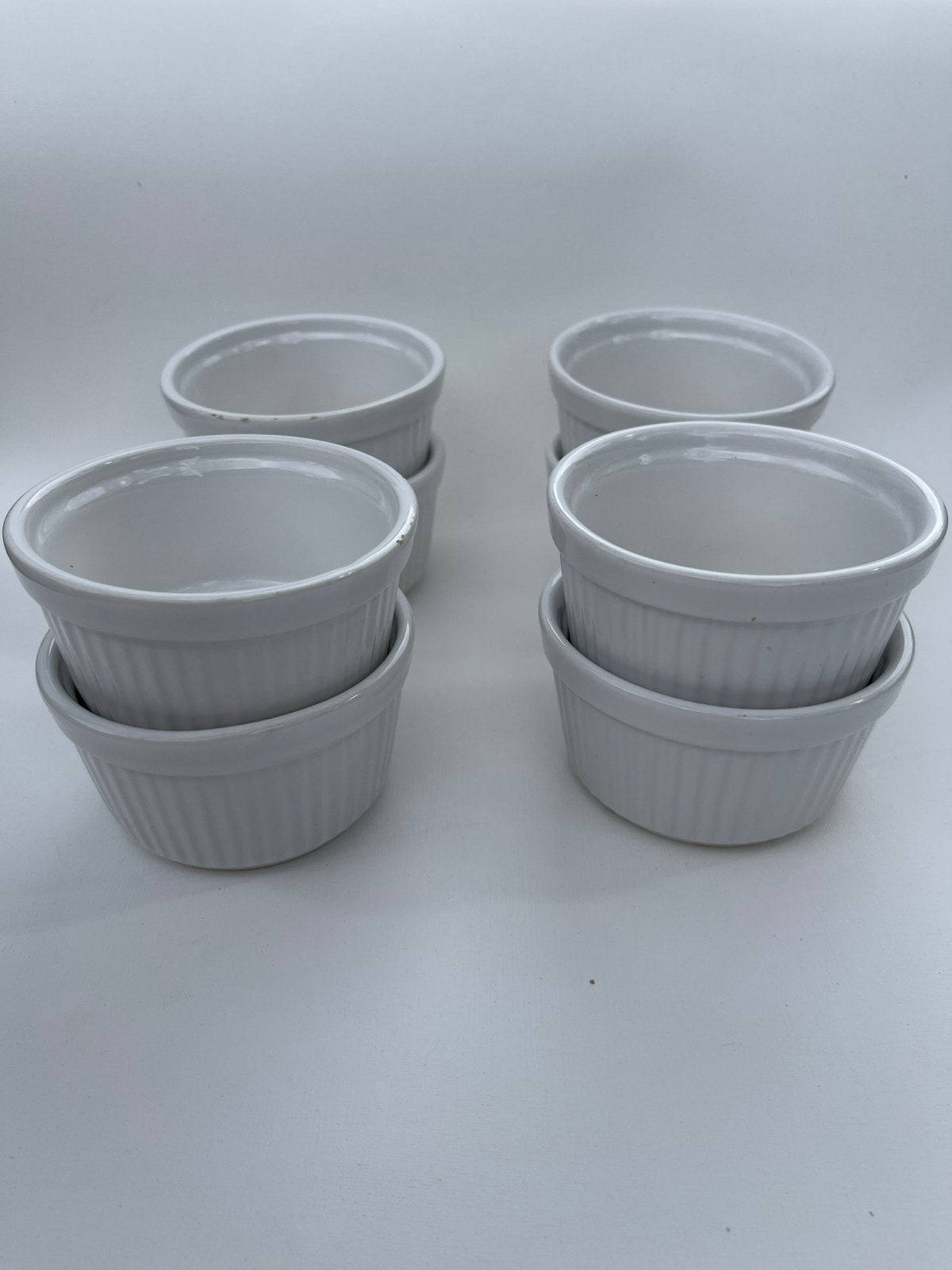 8 Ramequins / Soufflé / Crème brûlée schaaltjes, Ophalen of Verzenden, Steen/keramiek, Wit, Overige typen