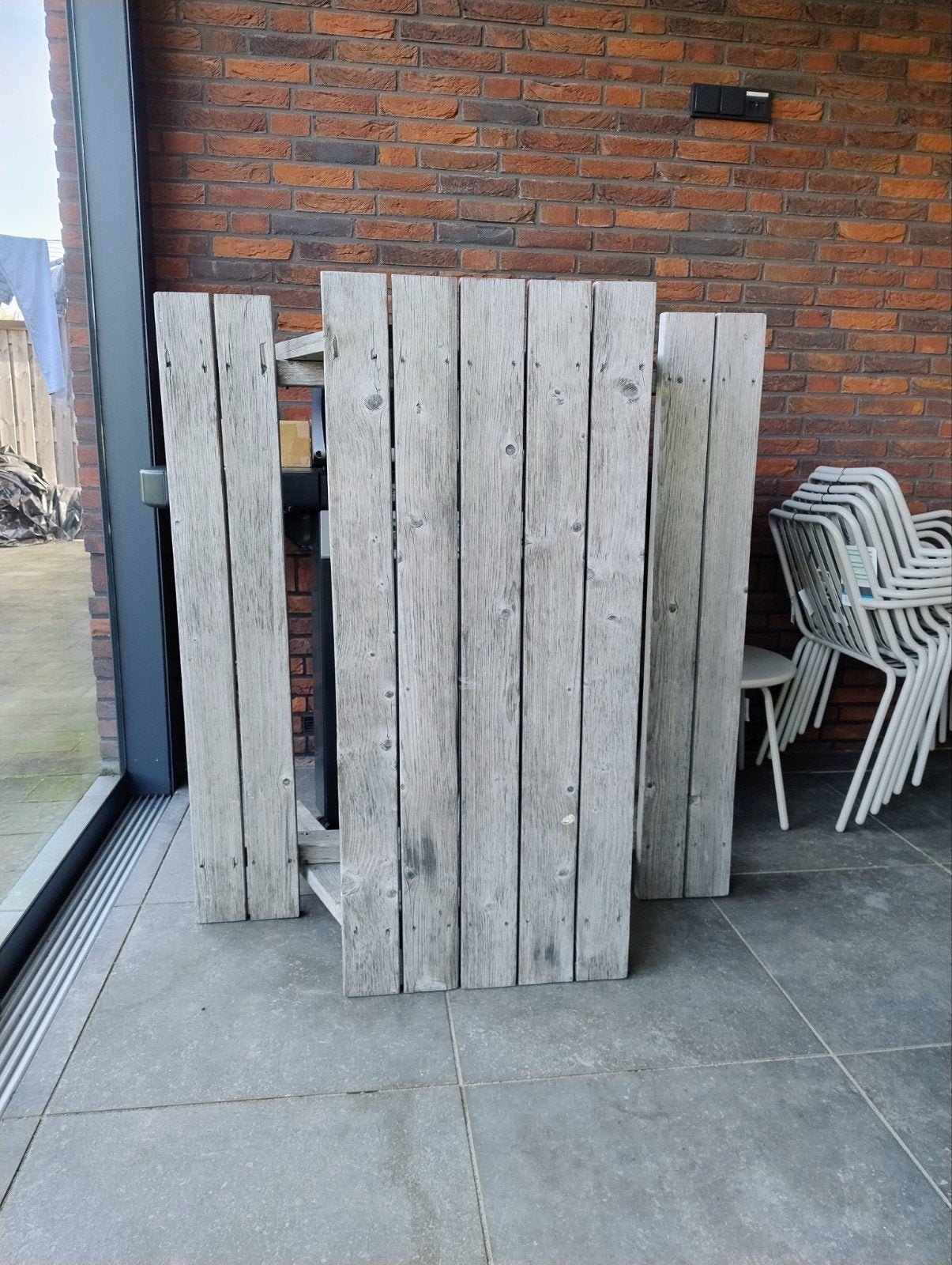 Houten picknicktafel kinderen  112x120x65, Tuin en Terras, Ophalen, Gebruikt, Inklapbaar, Rechthoekig