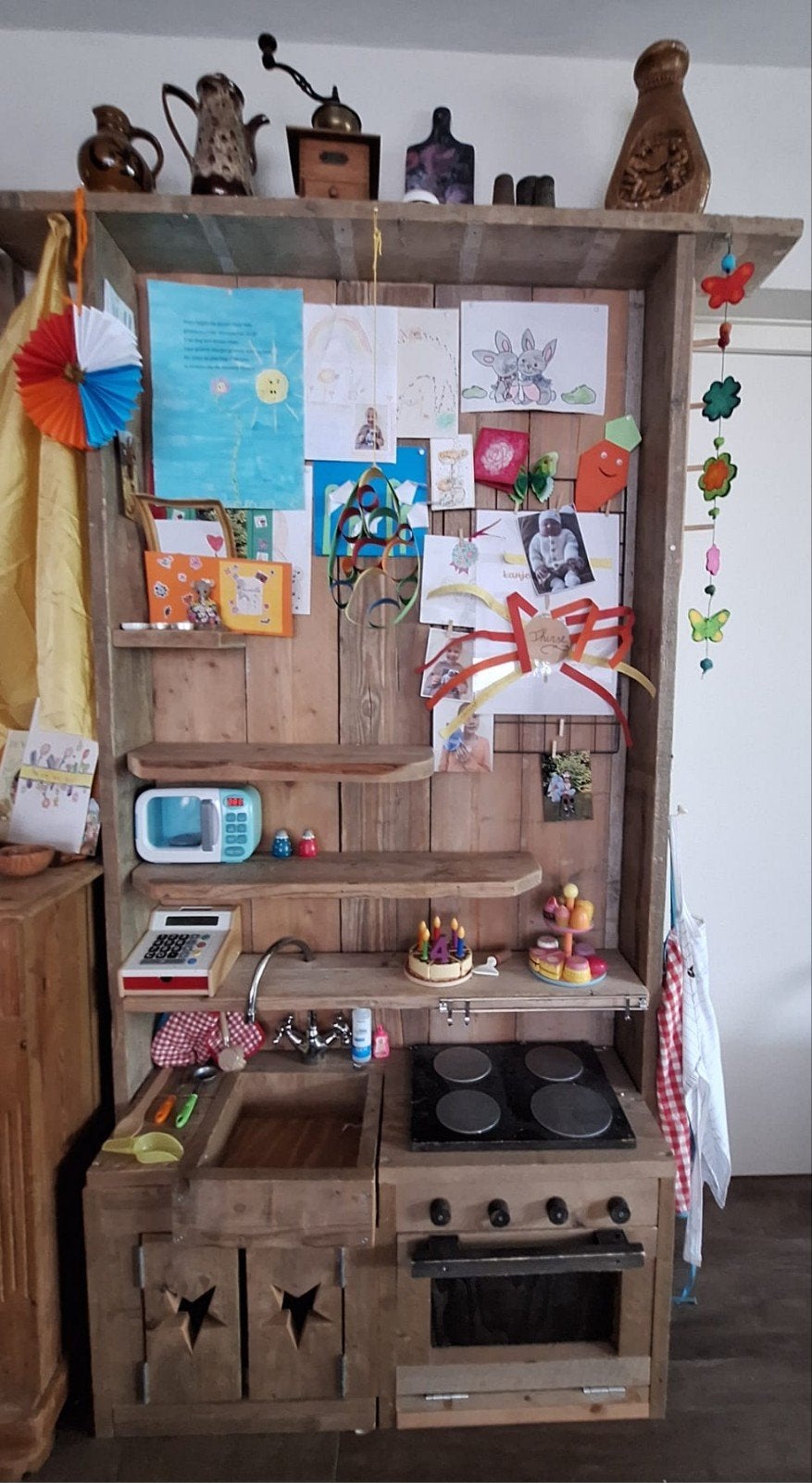 Steigerhouten keuken keukentje met wandbord, Ophalen of Verzenden