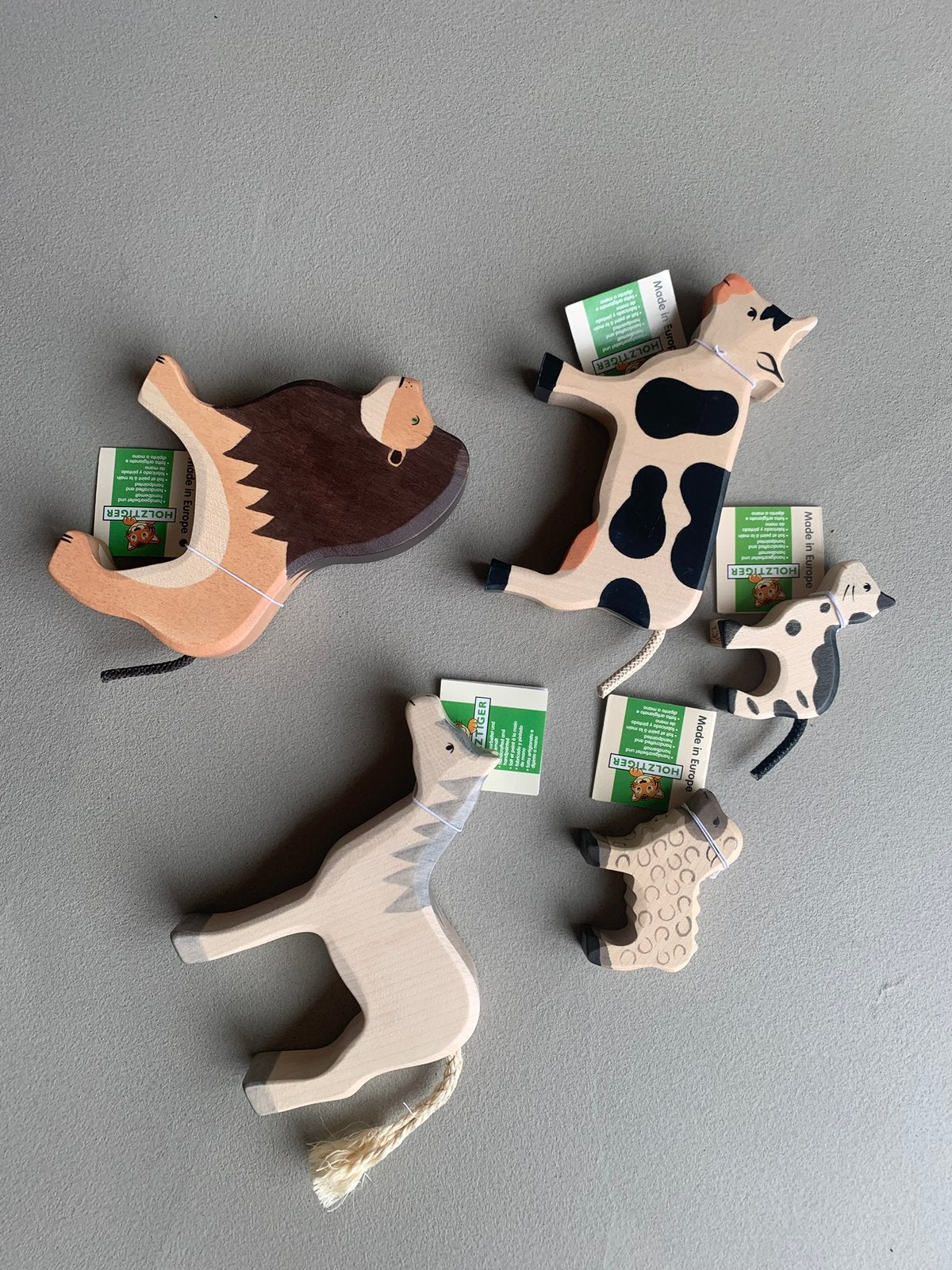 5 holztiger dieren nieuw met prijskaartje, Ophalen, Zo goed als nieuw