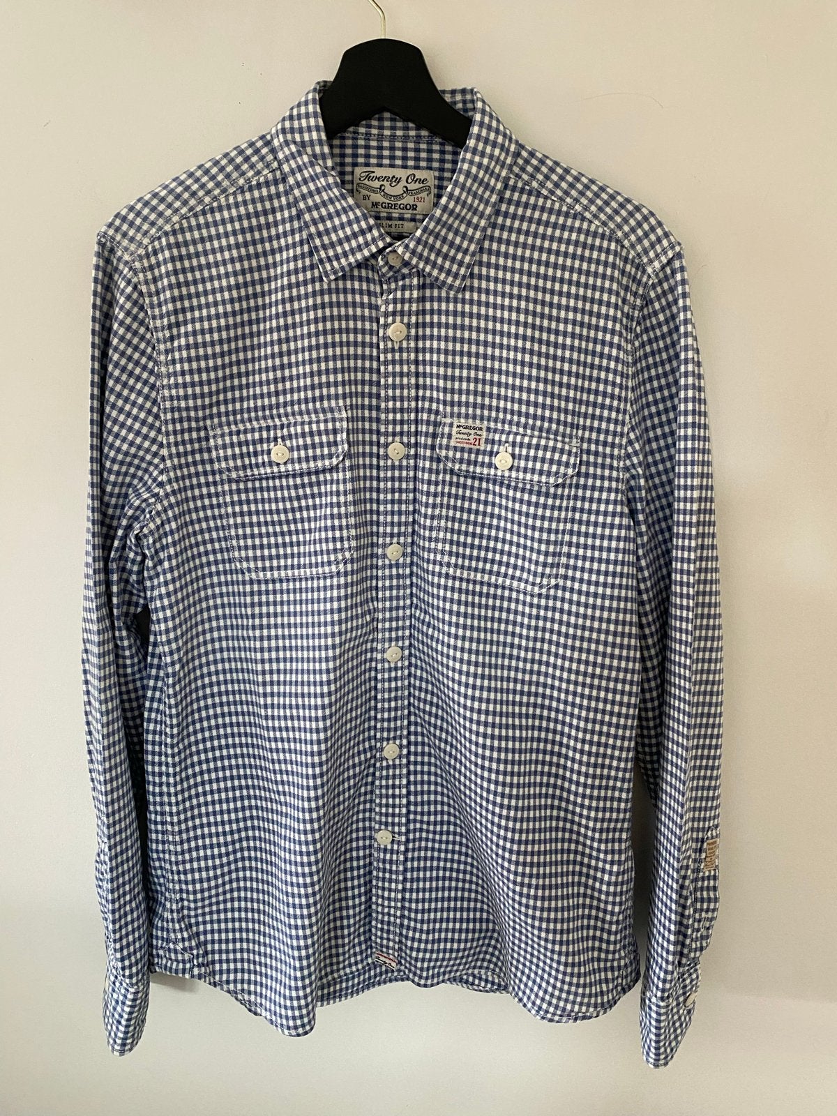 McGregor Slim Fit Geruit Overhemd maat M, Kleding | Heren, Ophalen of Verzenden, Zo goed als nieuw, Blauw, Halswijdte 39/40 (M)