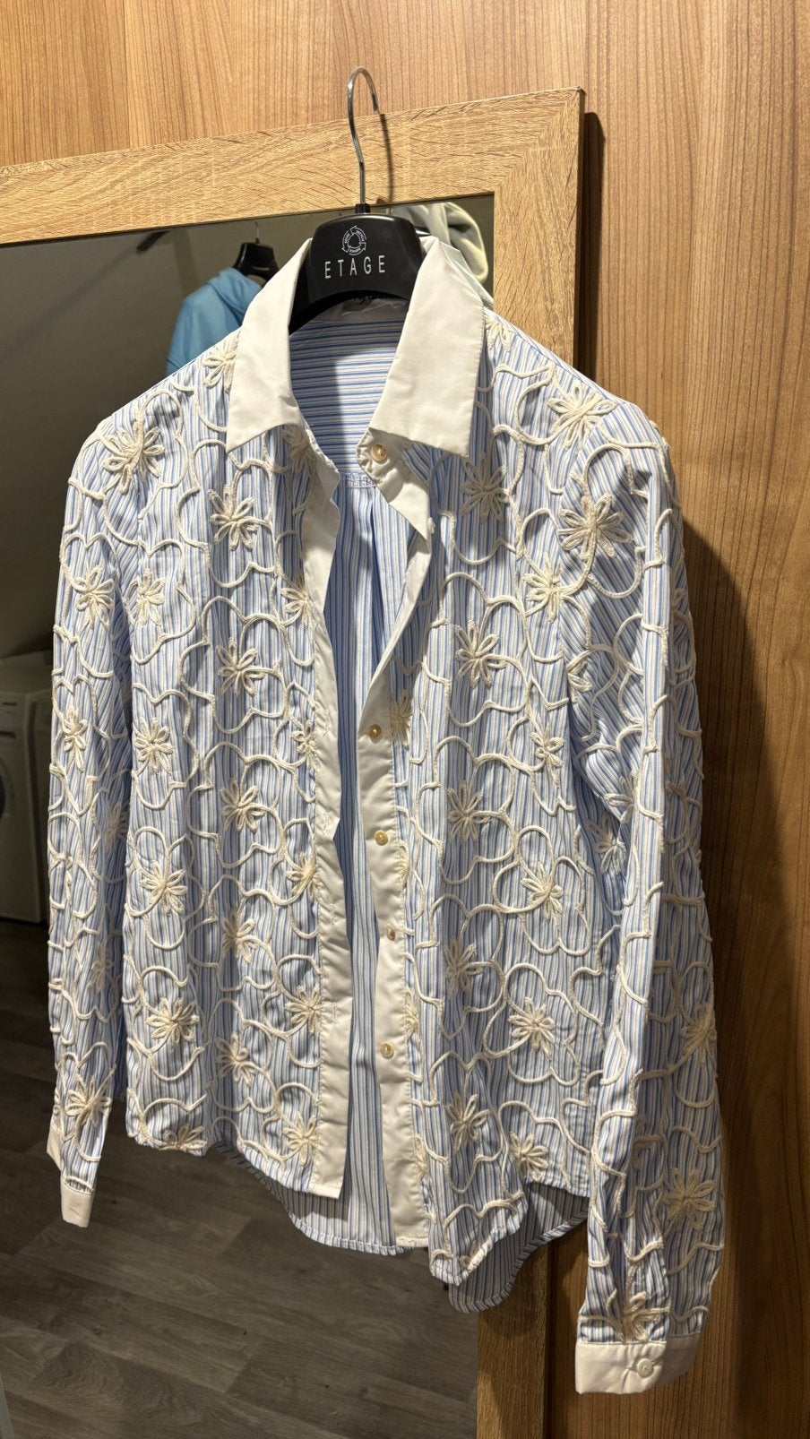 Blauw beige blouse met bloemen, Kleding | Dames, Blouses en Tunieken, Ophalen of Verzenden, Zo goed als nieuw, Maat 36 (S), Blauw