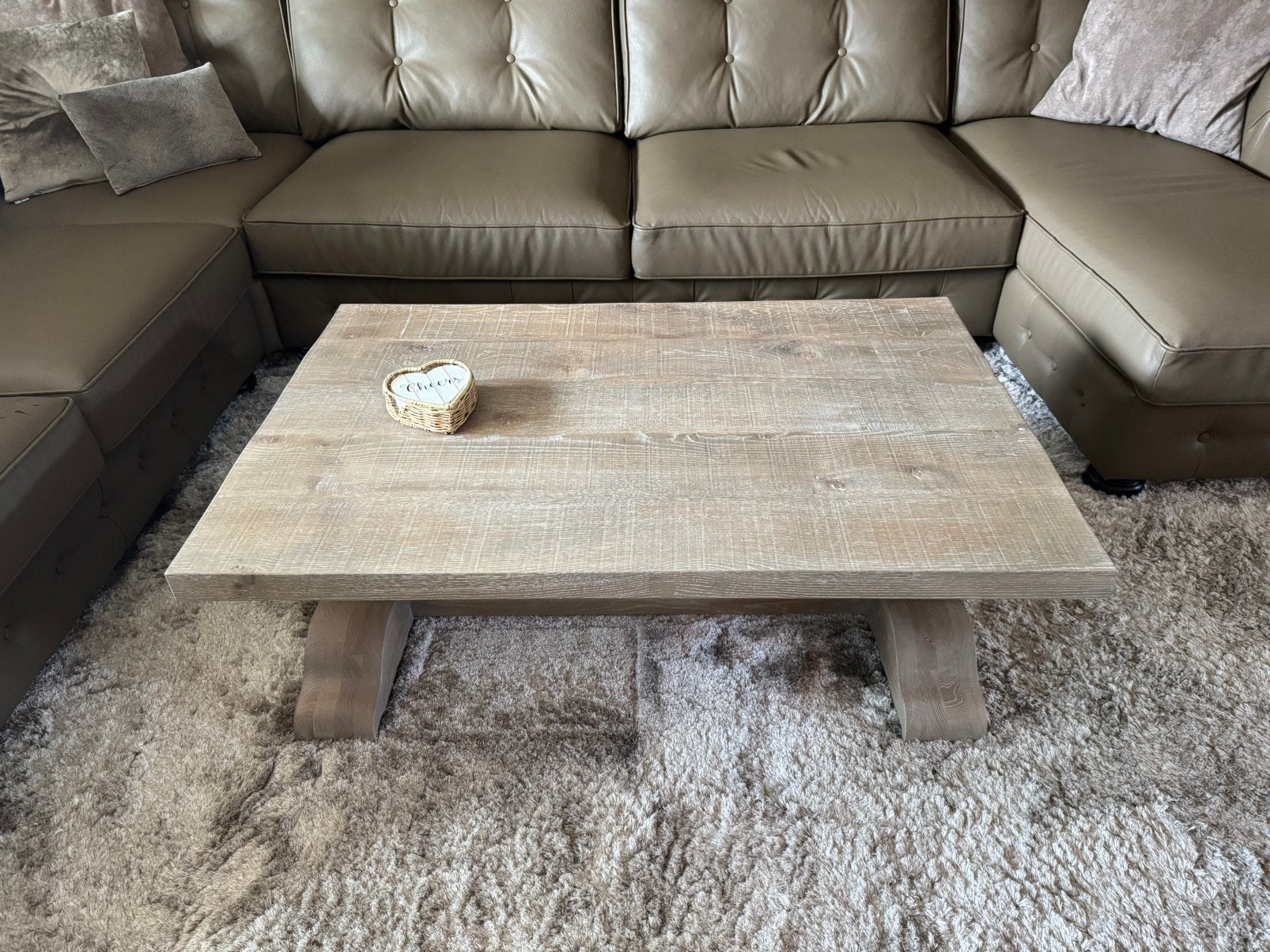 Massief Eiken Salontafel 120x80 – Kloosterpoten, Ophalen, 100 tot 150 cm, Eikenhout, Landelijk / Modern / Robuust