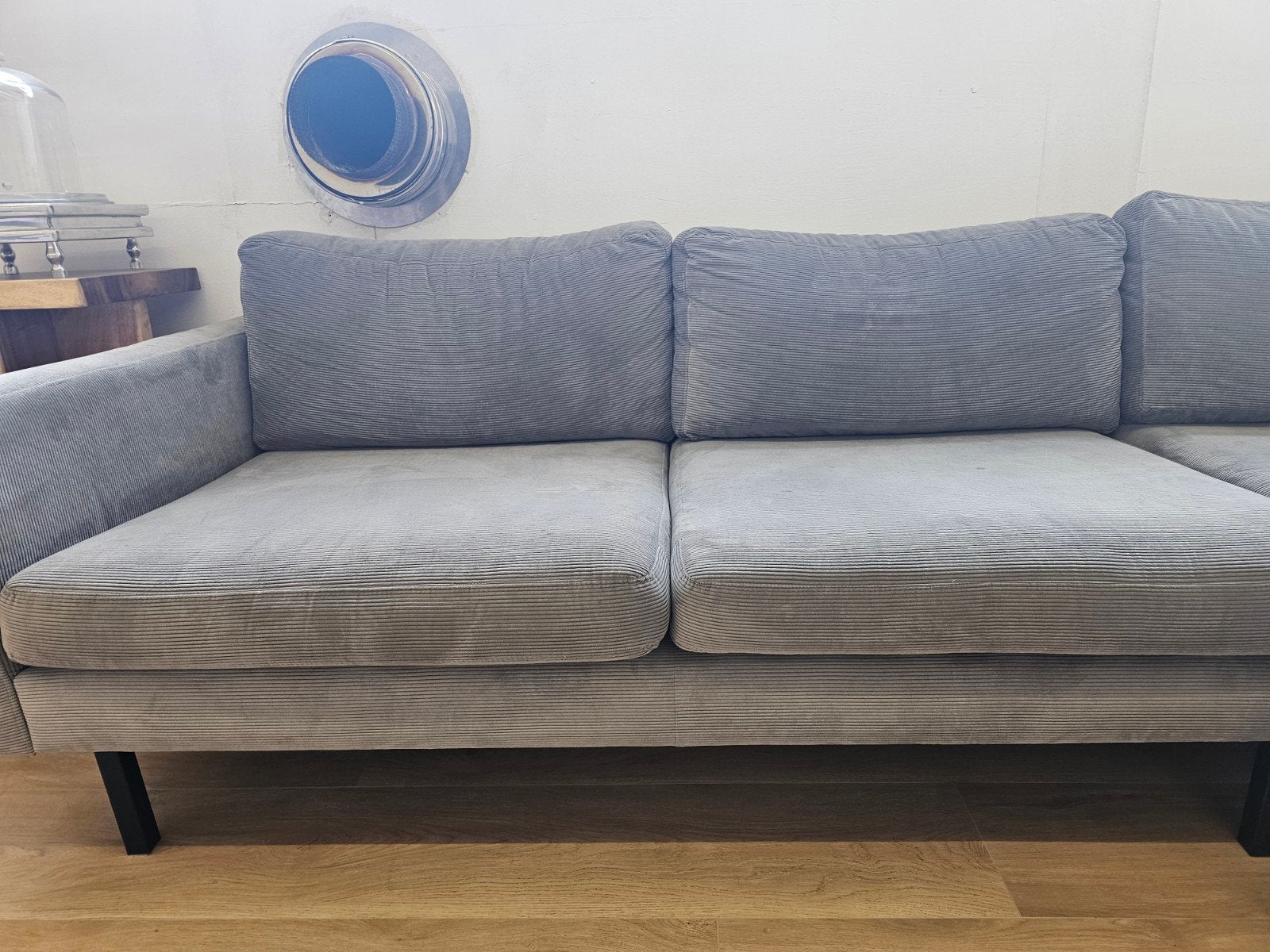 Hoekbank Dutchtribe ribstof, 125 cm of meer, 125 cm of meer, Zo goed als nieuw, Info@homefriesland.nl