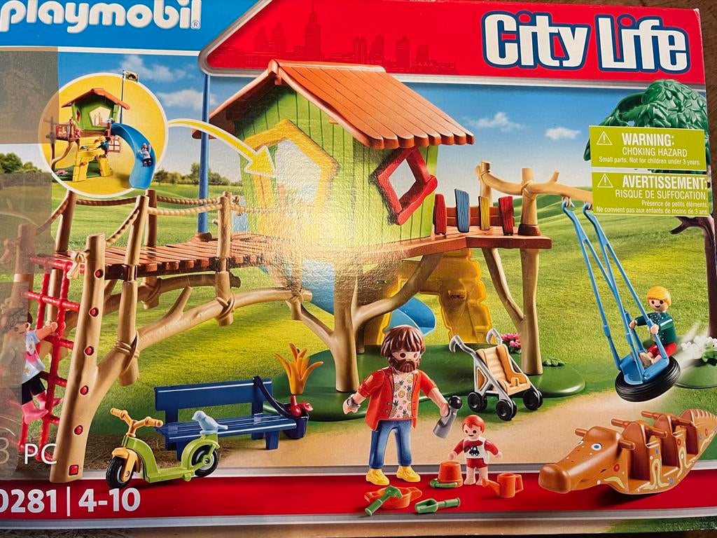 Playmobil City Life Speeltuin 70281 COMPLEET, Kinderen en Baby's, Speelgoed | Buiten | Speeltoestellen, Ophalen, Gebruikt, Glijbaan