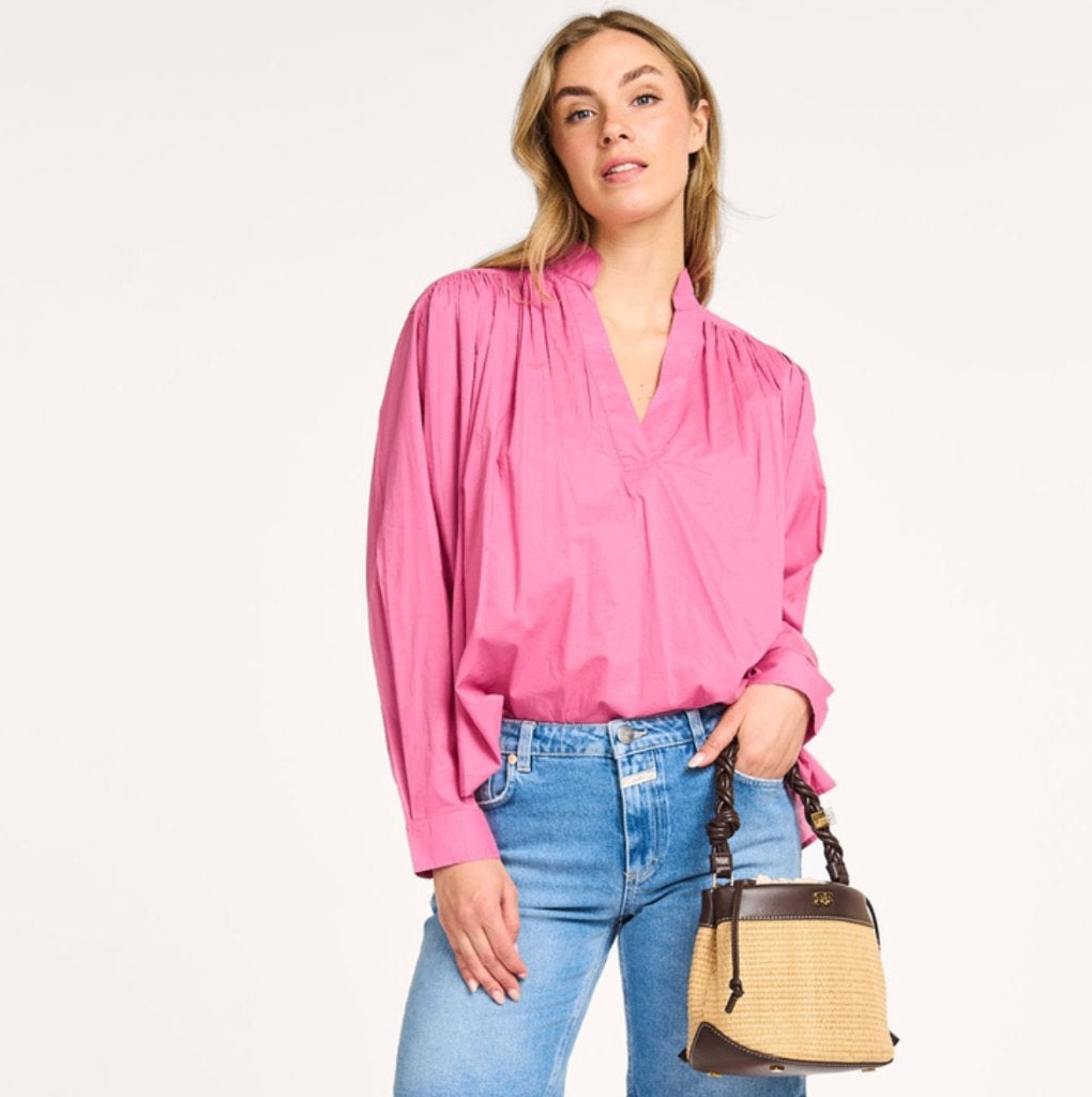 Vanessa Bruno lichtgewicht rose katoenen blouse mt XS/S (M), Verzenden, Vanessa Bruno, Zo goed als nieuw, Roze