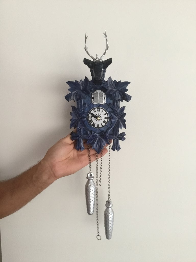Mooie blauwe koekoeksklok te koop; ZGAN, Ophalen, Wandklok, Analoog, Zo goed als nieuw