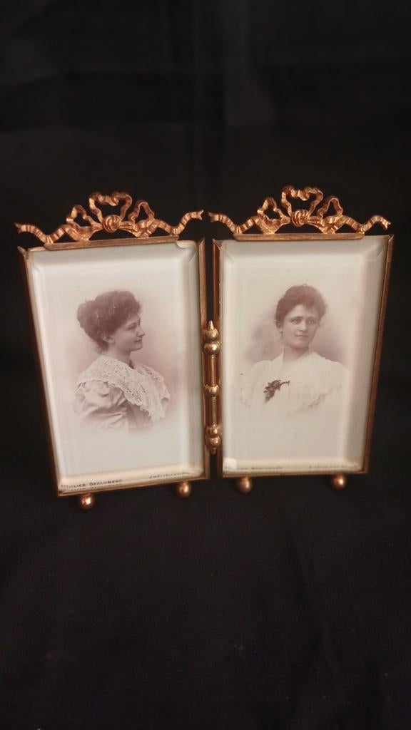 Antieke Franse fotolijstjes met strikdecoratie, Ophalen of Verzenden