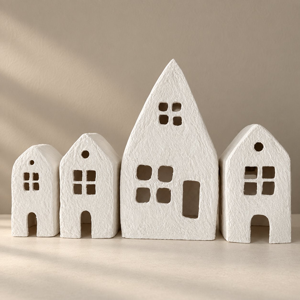 Only Naturel Huis papier MACHÉ SET VAN 4 Wit, Ophalen of Verzenden, Wit, Steen/keramiek, Landelijk