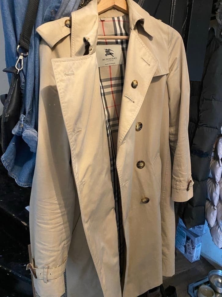 Burberry London Trenchcoat - Beige met ruitpatroon, Ophalen, Gedragen, Maat 38/40 (M), Beige