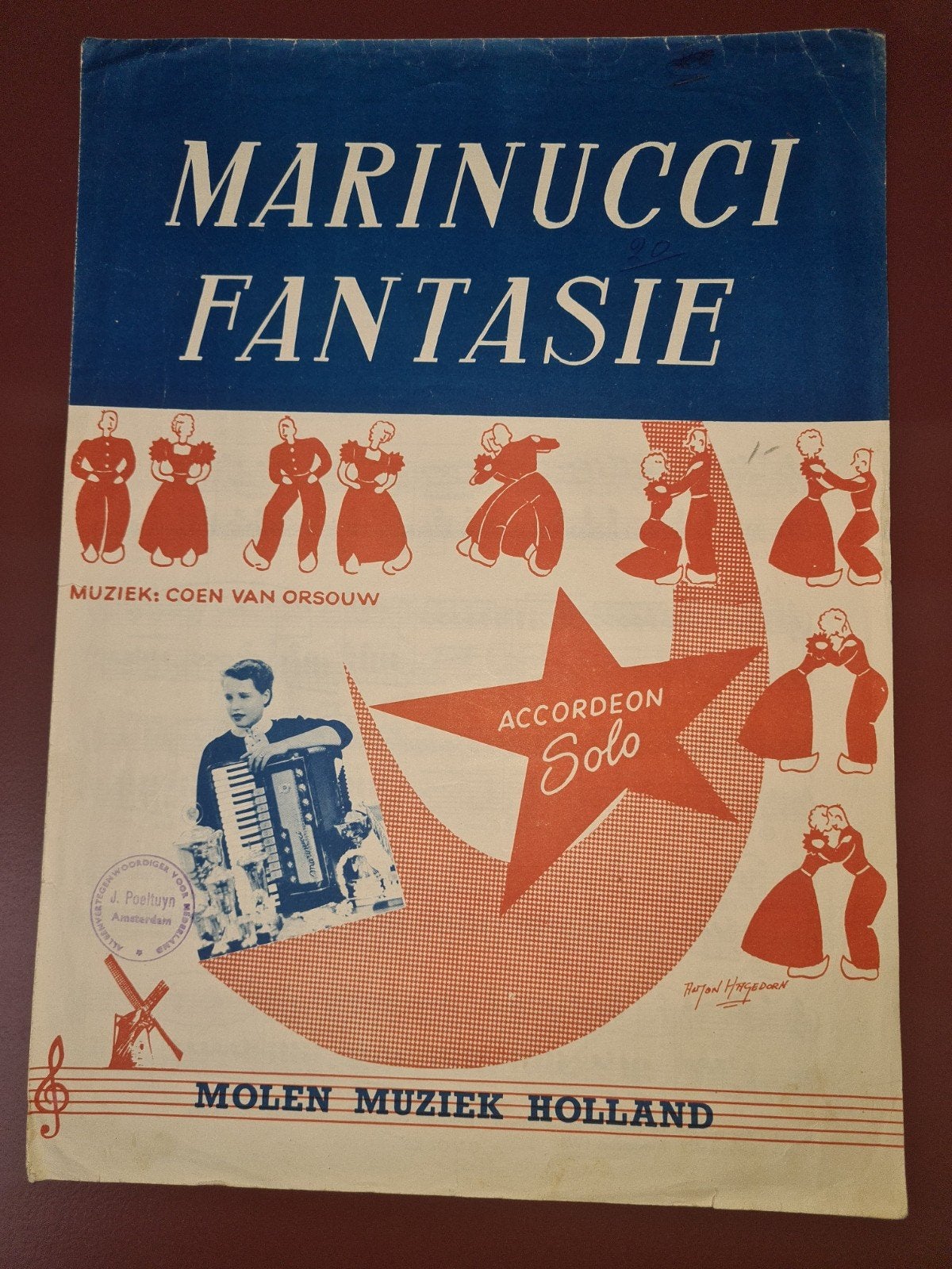 Marinacci Fantasie - Accordeon Solo bladmuziek, Gebruikt, Klassiek, Overige soorten, Ophalen of Verzenden