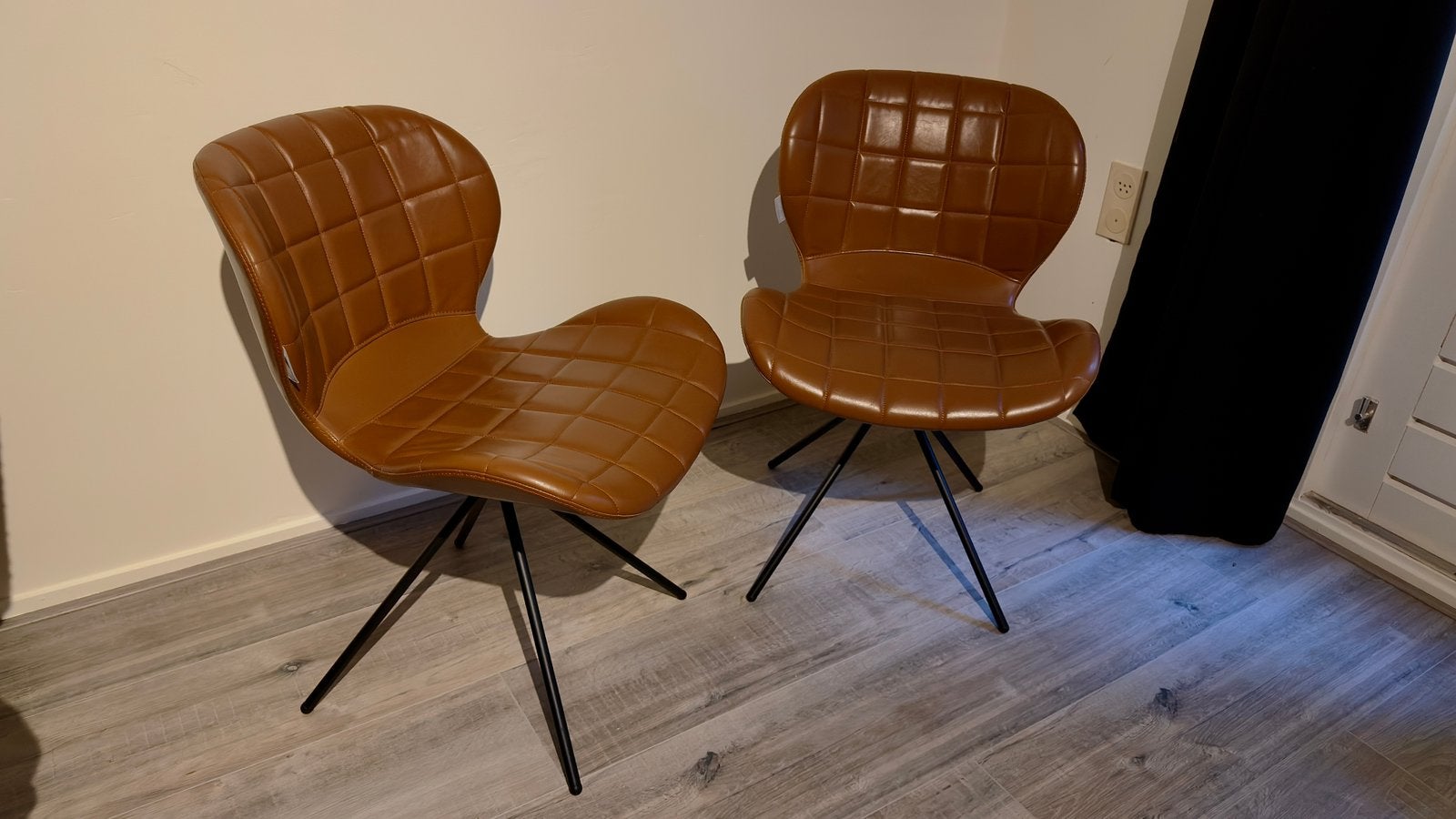 Eetkamerstoelen Cognac Leer - Zuiver OMG 2 St., Huis en Inrichting, Stoelen, Zo goed als nieuw, Twee, Leer, Bruin, Ophalen