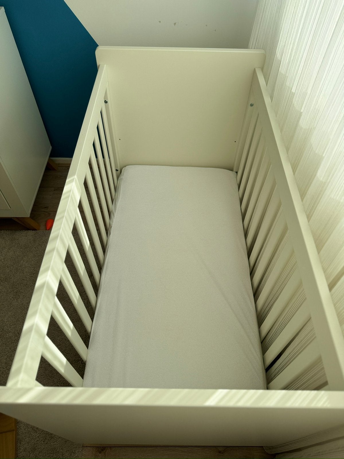Bopita Ledikant 60x120 met ABZ matras en hoeslaken, Ophalen, Zo goed als nieuw, Minder dan 140 cm, Matras