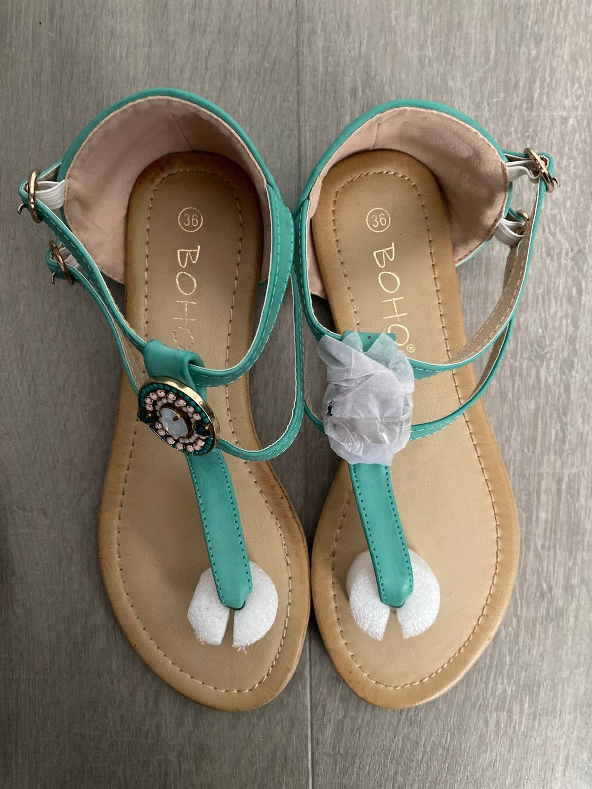Boho Sandalen Turqoise - Maat 36 - Nieuw, Blauw, Nieuw, Sandalen of Muiltjes, Ophalen of Verzenden