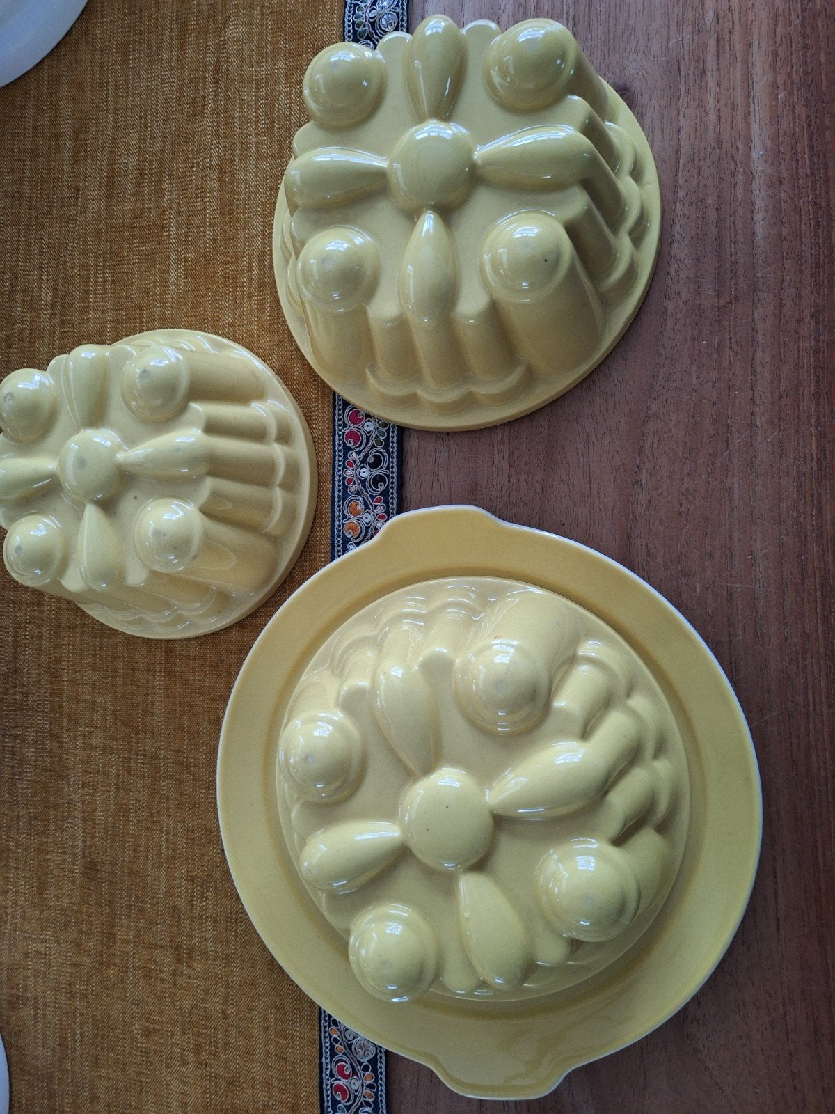 Set van 3 Vintage Gele Puddingvormen, Ophalen of Verzenden