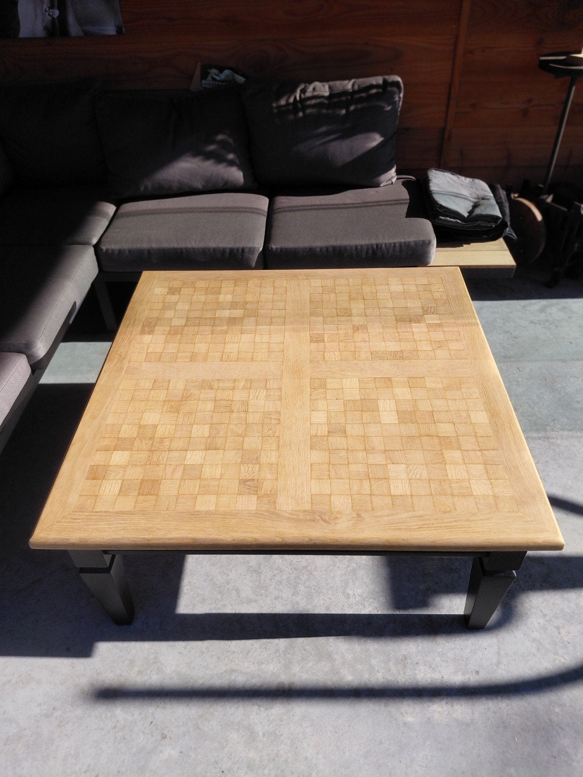 hard houten salontafel mozaiek, Ophalen, 50 – 75, 100 tot 150 cm, Vierkant