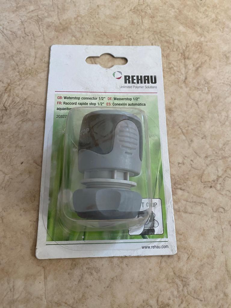 Rehau Waterstop connector 1/2" - Tuinslangkoppeling, Ophalen of Verzenden, Nieuw, Tuinslangkoppeling