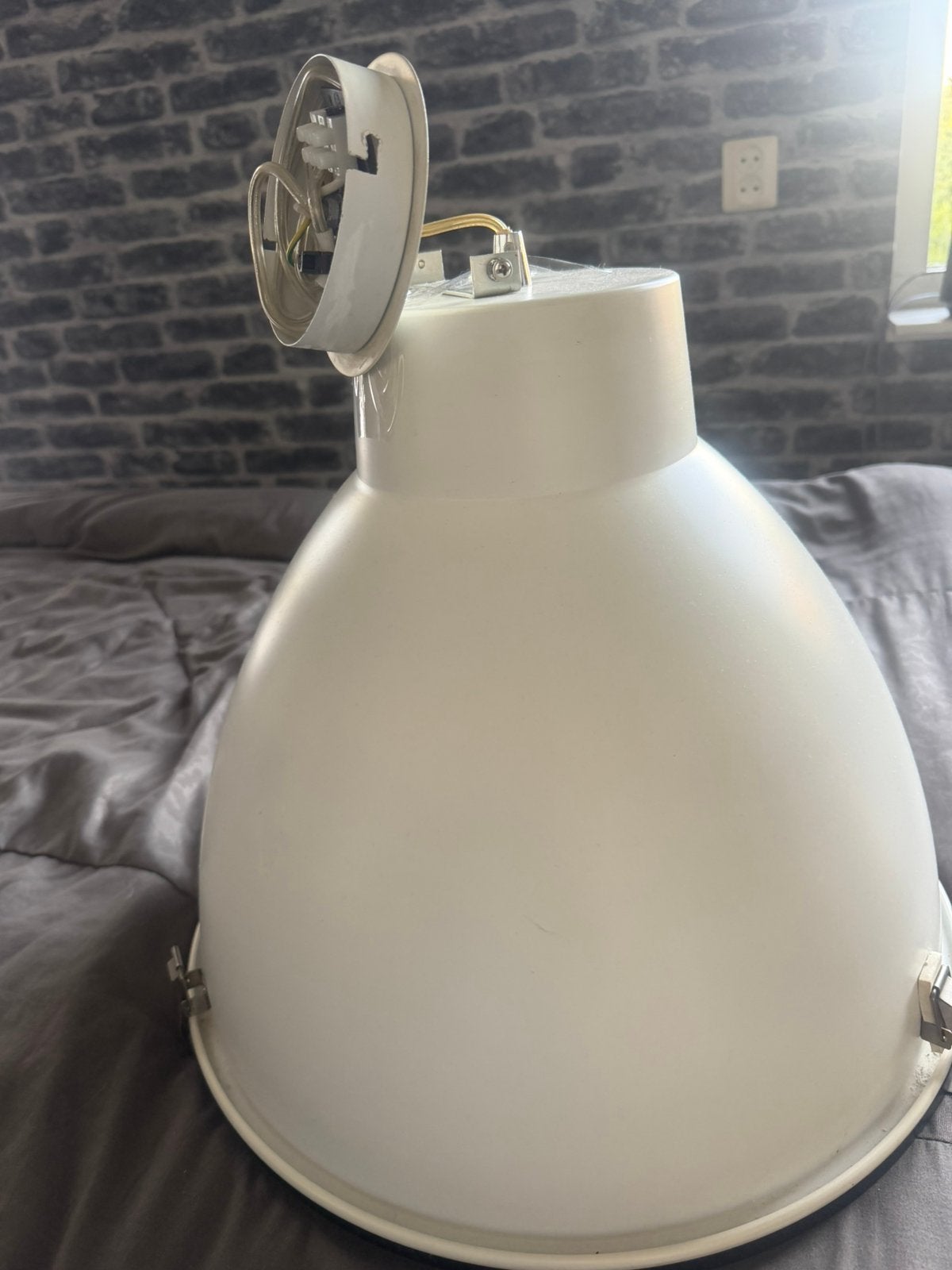 Industriële hanglamp, Ophalen of Verzenden, Gebruikt, Glas, E27 (groot)