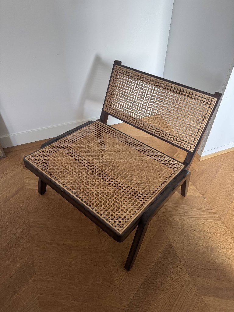 Vintage H&M Home Rotan Loungestoel | Retro Design, Huis en Inrichting, Ophalen, Rotan boho-chic, Gebruikt, Bruin