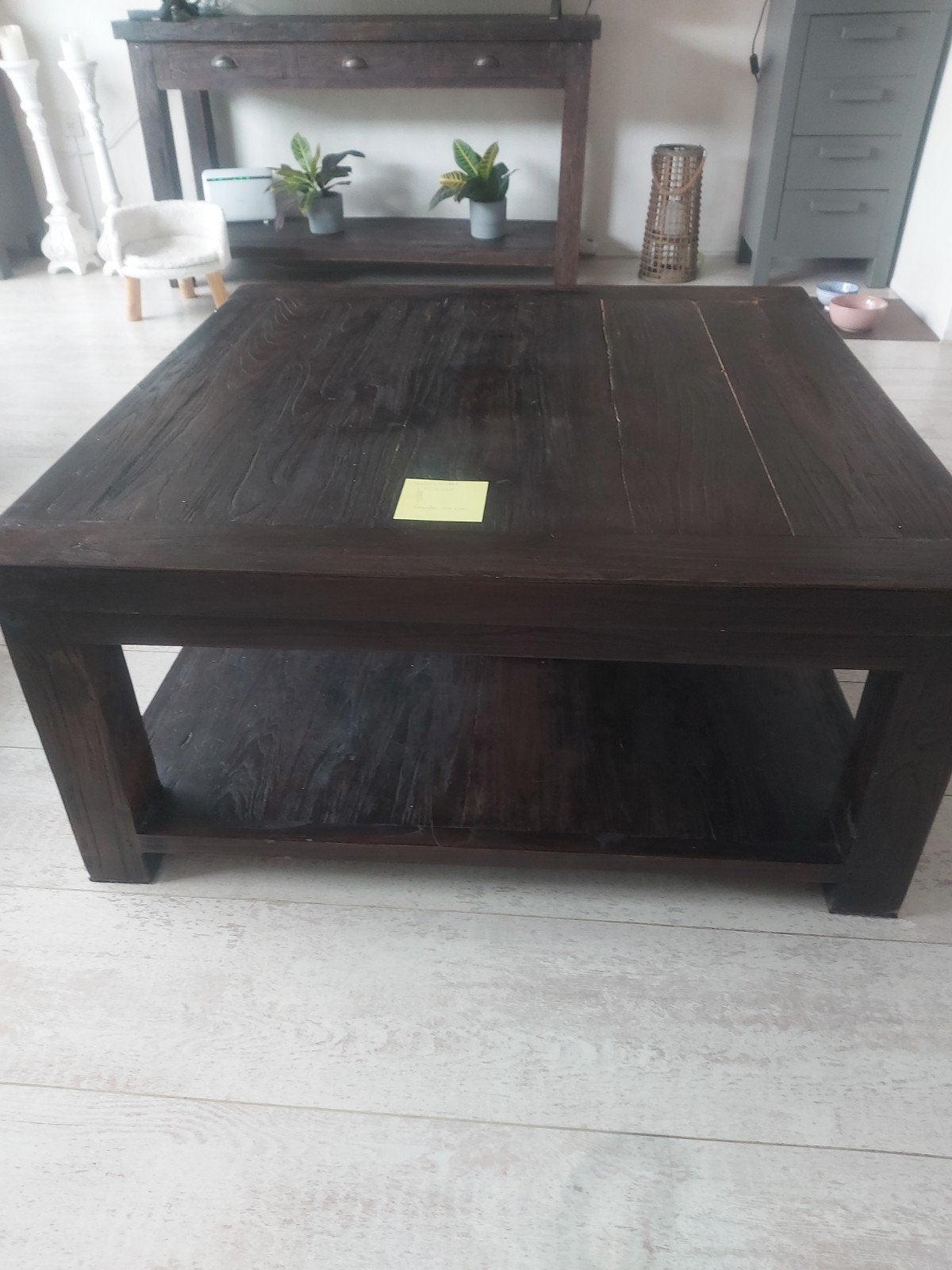 Houten set dressoir/sitetable met salontafel, Ophalen, Vierkant
