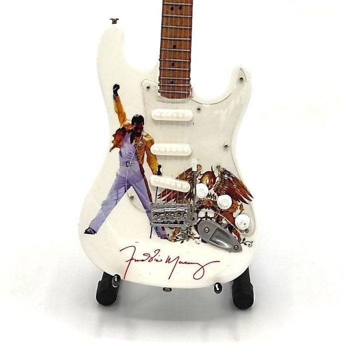 Freddie Mercury Queen wit miniatuur gitaar 25cm mini guitar, Info@deconoord.nl, Deco Noord, Nieuw, Ophalen of Verzenden