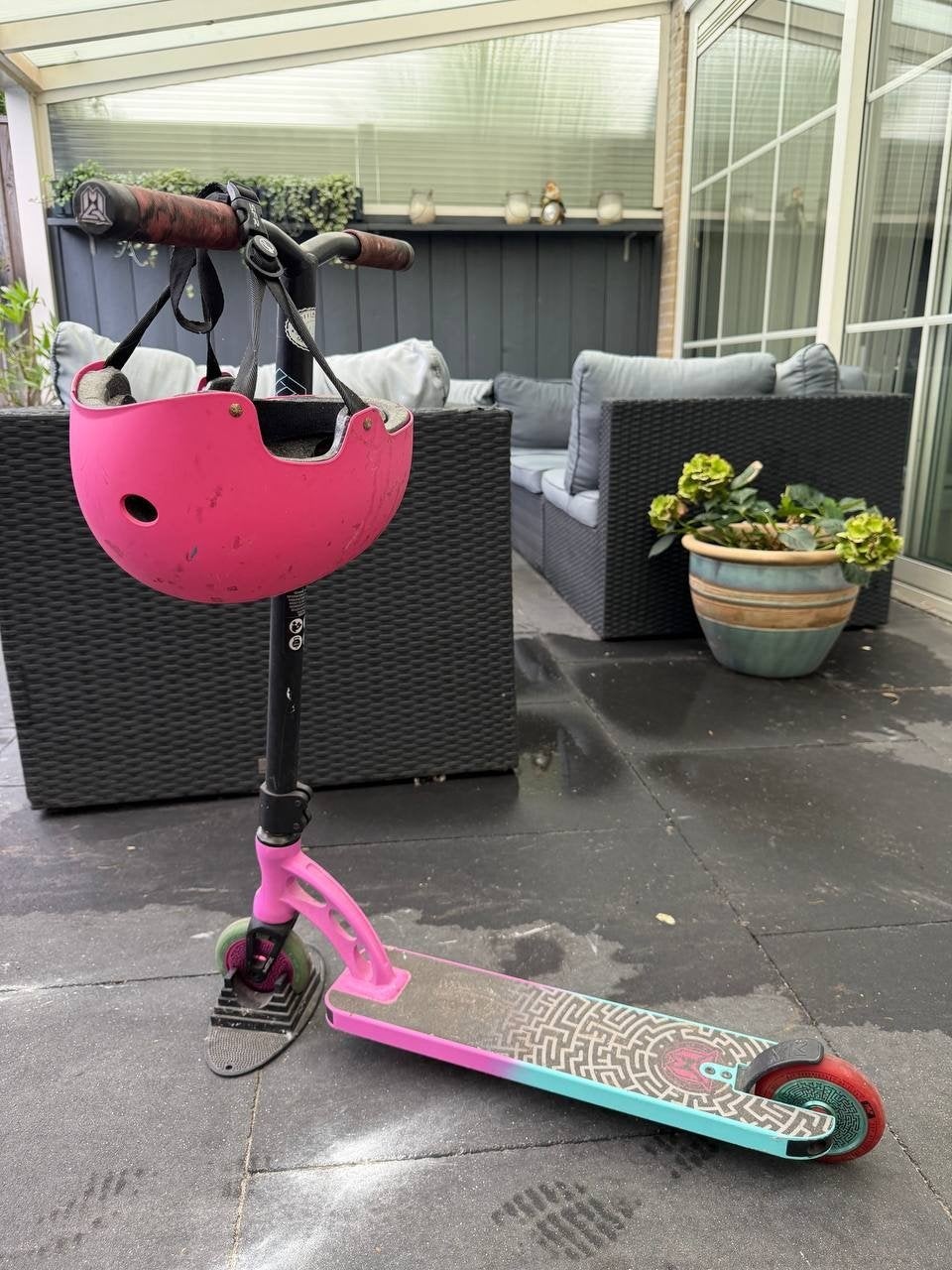 Madd Gear MGP VX Origin Pro Stuntstep Roze/Turquoise, Ophalen, Gebruikt, Gewone step, Madd Gear MGP Pro Origin stunt step in Turquoise en Roze