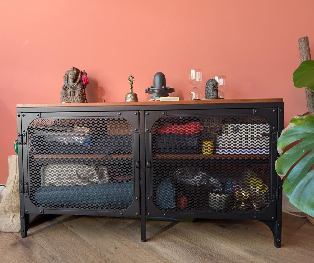 IKEA FJÄLLBO TV-meubel, Ophalen, 100 tot 150 cm, Zo goed als nieuw, Metaal