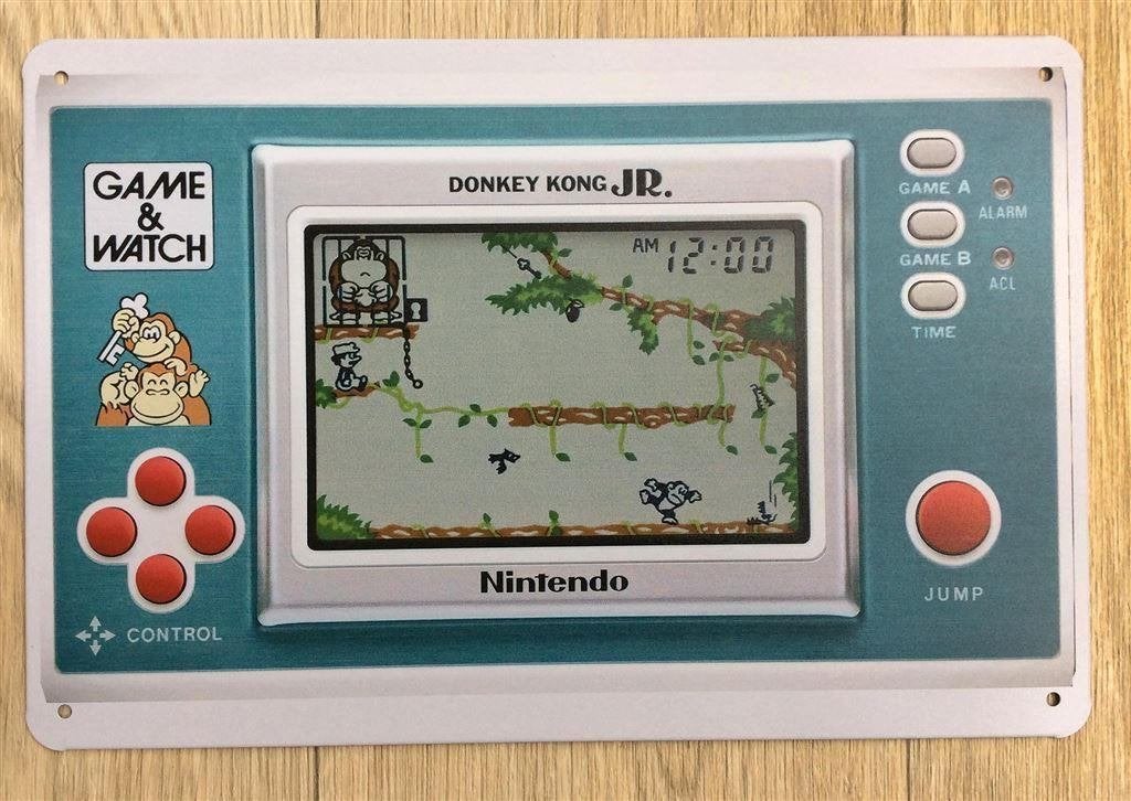 GAME AND WATCH Donkey Kong Jr - METALEN Wandbord Poster, Spelcomputers en Games, Avontuur en Actie, Verzenden, 1 speler, Nieuw