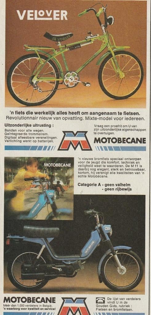 Retro reclame 1980 Motobecane brommer & fiets, Verzenden, Overige typen