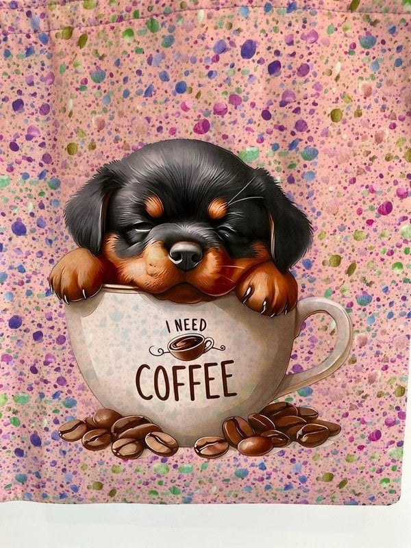 Handgemaakte Rottweiler Tote Bag / Shopper – I need COFFEE, Ophalen of Verzenden, Nieuw, Roze, Overige merken