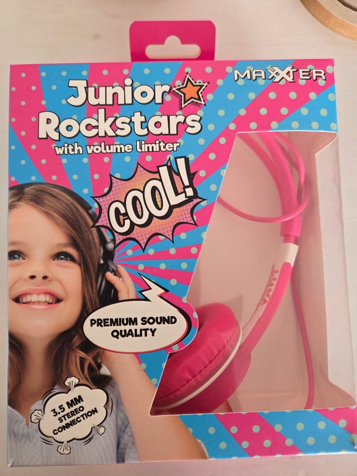 ZGAN Maxxter Junior Rockstars koptelefoon met volumebegrenze, Overige merken, Roze, Ophalen of Verzenden, Zo goed als nieuw