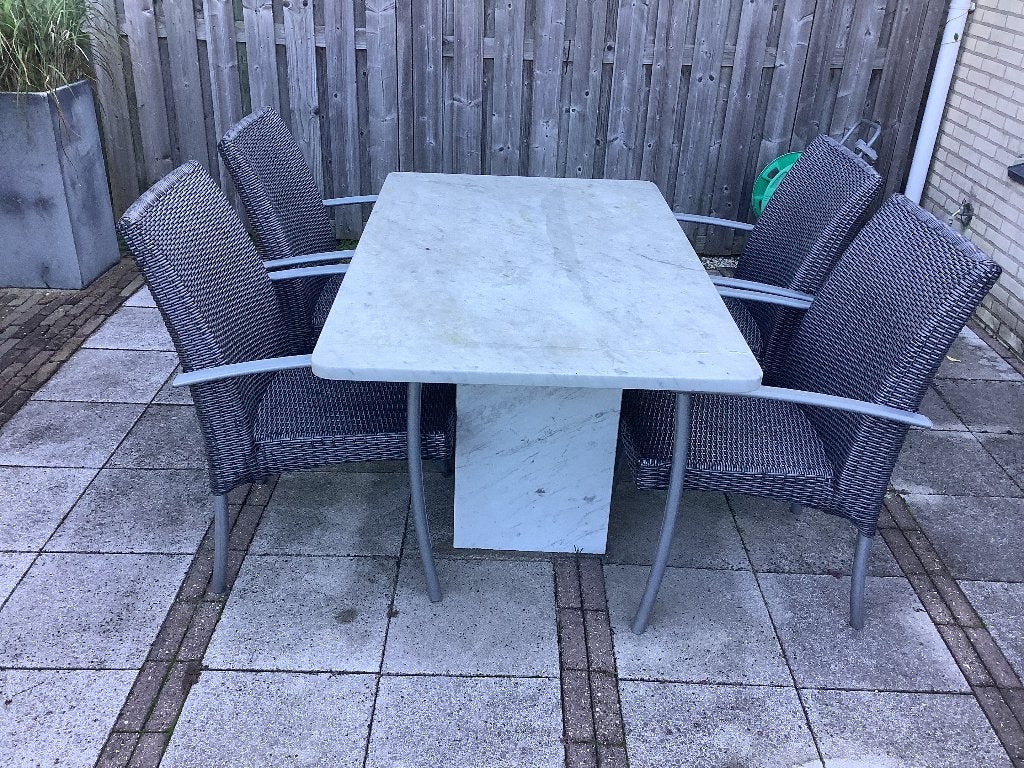 Tuinset, Tuin en Terras, 4 zitplaatsen, Gebruikt, Aluminium, Ophalen of Verzenden