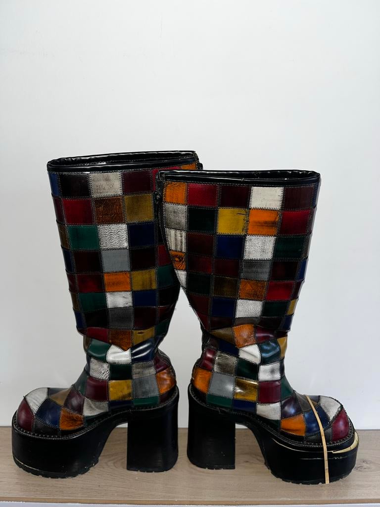 El Danté's Patchwork Plateau Laarzen - Maat 37, Kleding | Dames, Schoenen, Hoge laarzen, Overige kleuren, Ophalen of Verzenden