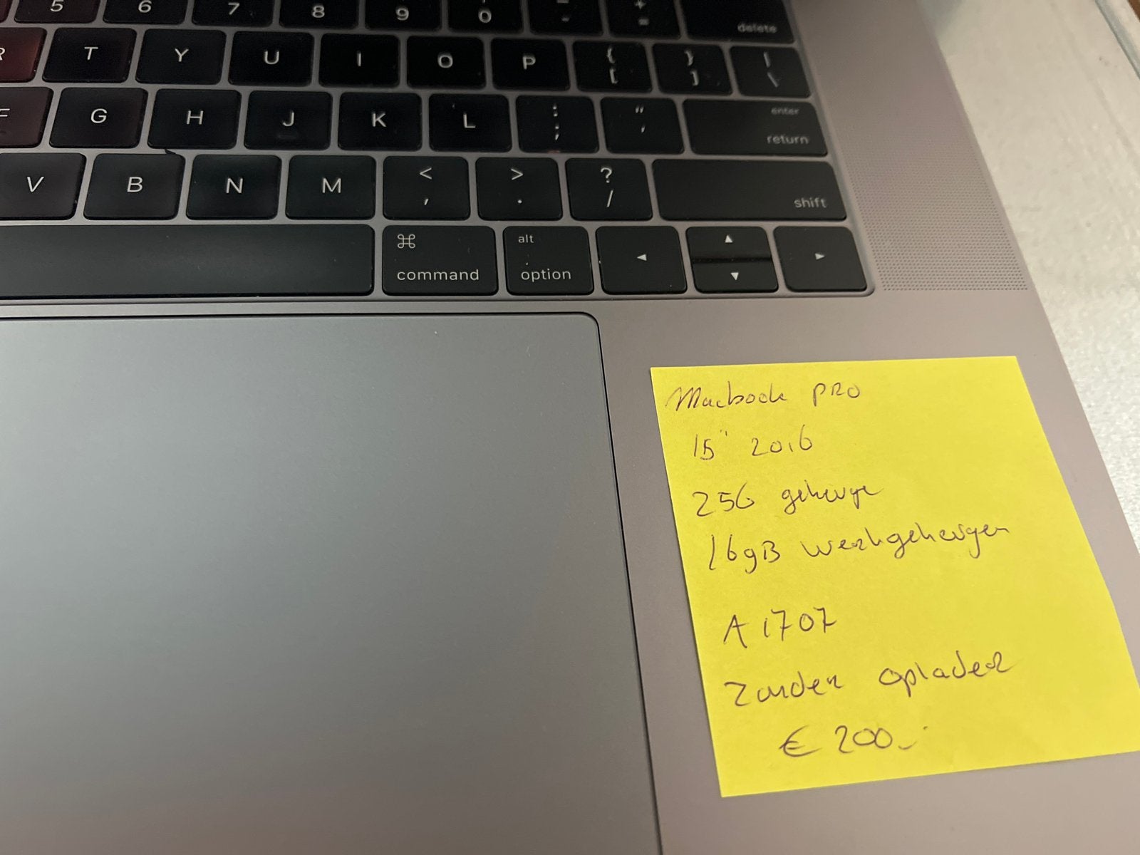 MacBook Pro 15" 2016, 256GB, 16GB RAM (A1707), MacBook Pro, Gebruikt, 256 GB, 15 inch