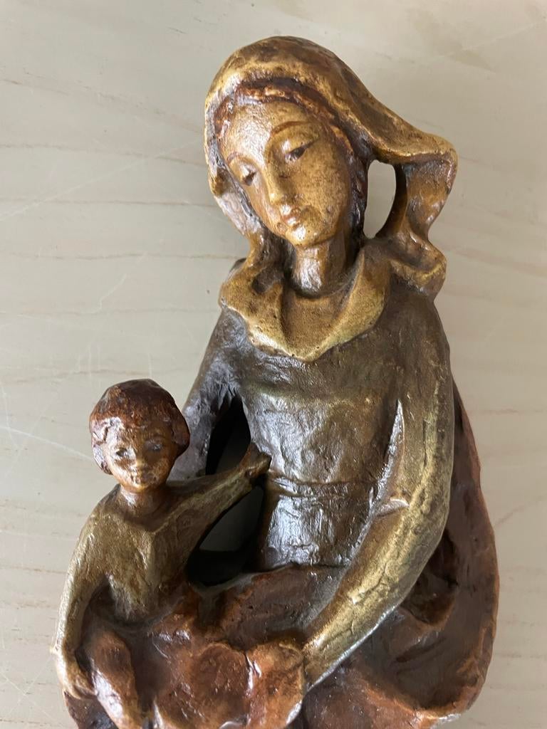 Wandbeeld Moeder en Kind - Polystone - 25x10 cm, Ophalen, Gebruikt