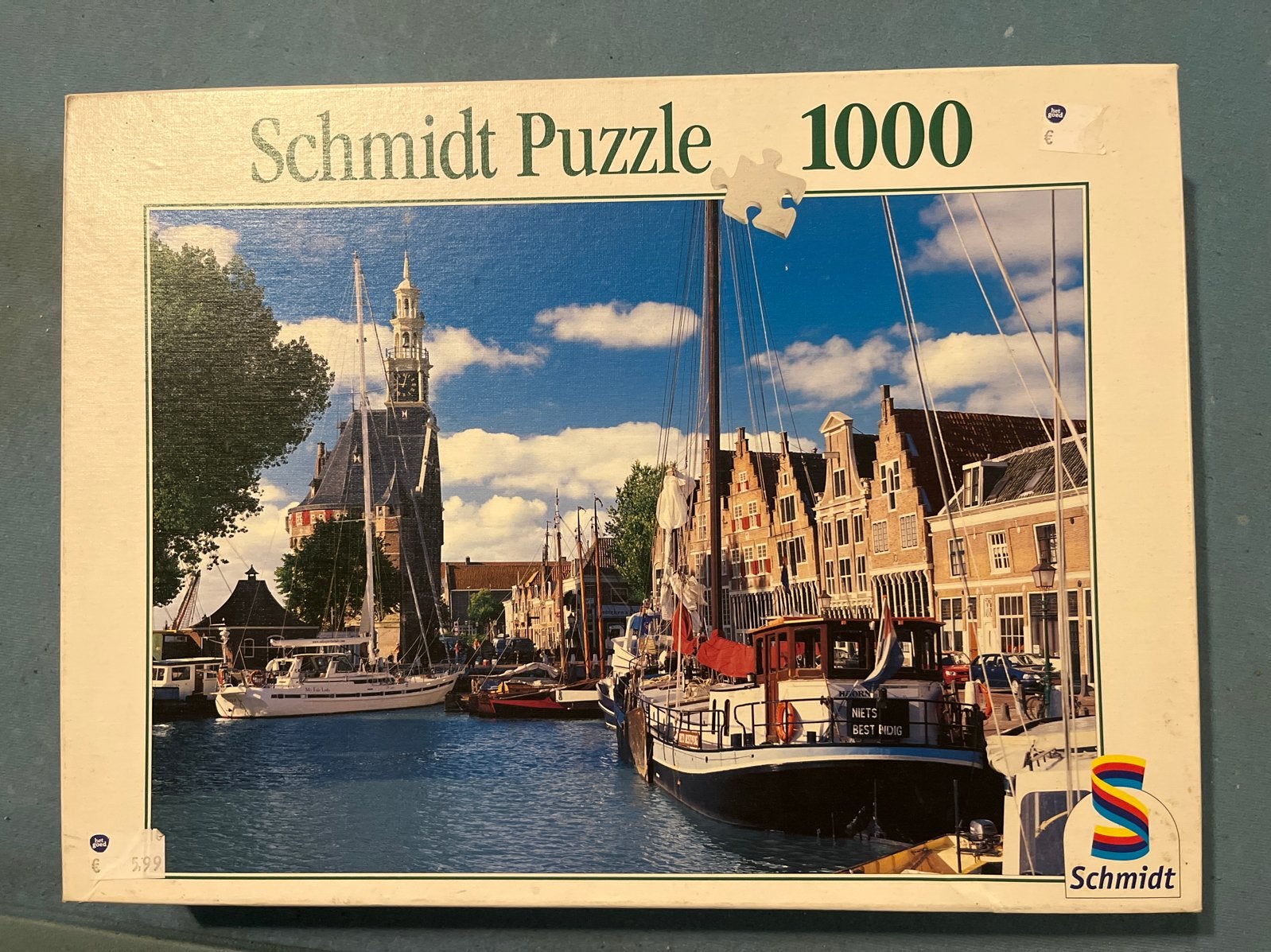 Schmidt Puzzle 1000 stukjes - Gracht met boten, Een of twee spelers, Ophalen of Verzenden, Gebruikt