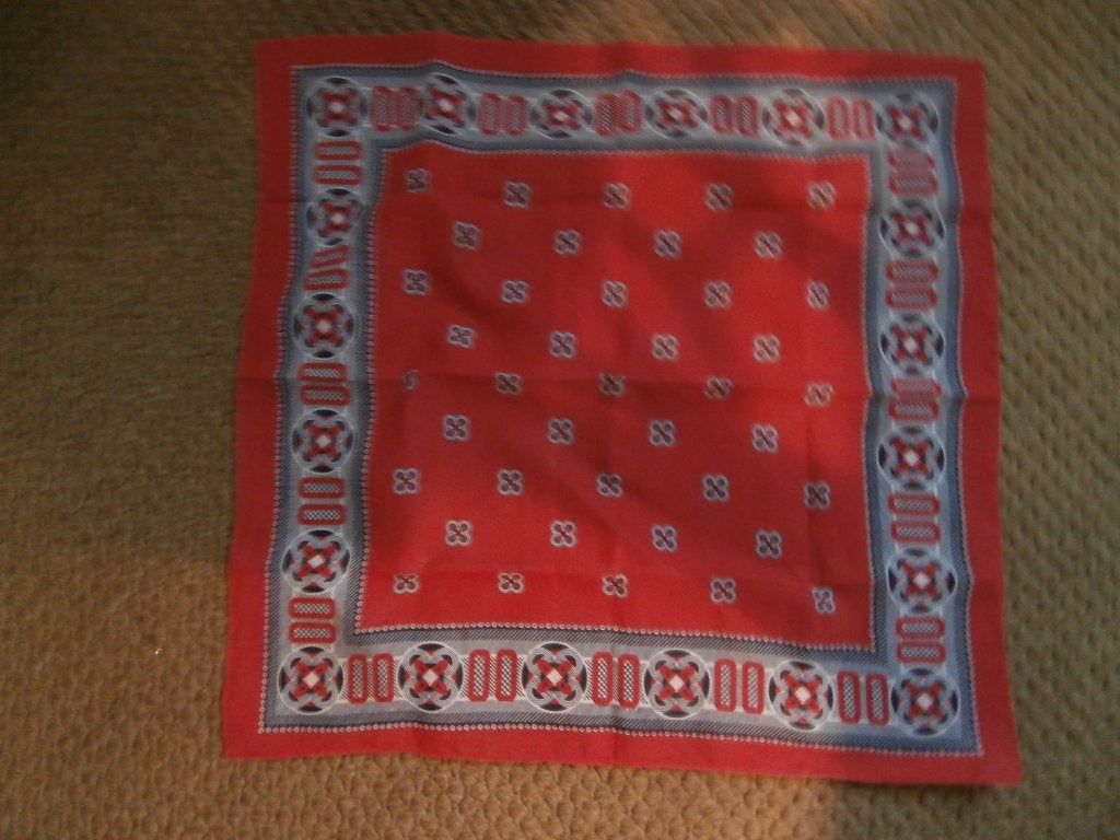 zakdoek textiel boerenzakdoek rood rode doek met blauw grijs, Katoen, Overige typen, Ophalen of Verzenden, Zo goed als nieuw