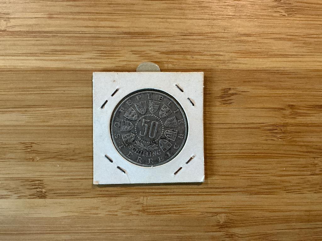Oostenrijk 50 Schilling zilver 1964 Innsbruck, Postzegels en Munten, Ophalen of Verzenden, Oostenrijk, Losse munt, Zilver