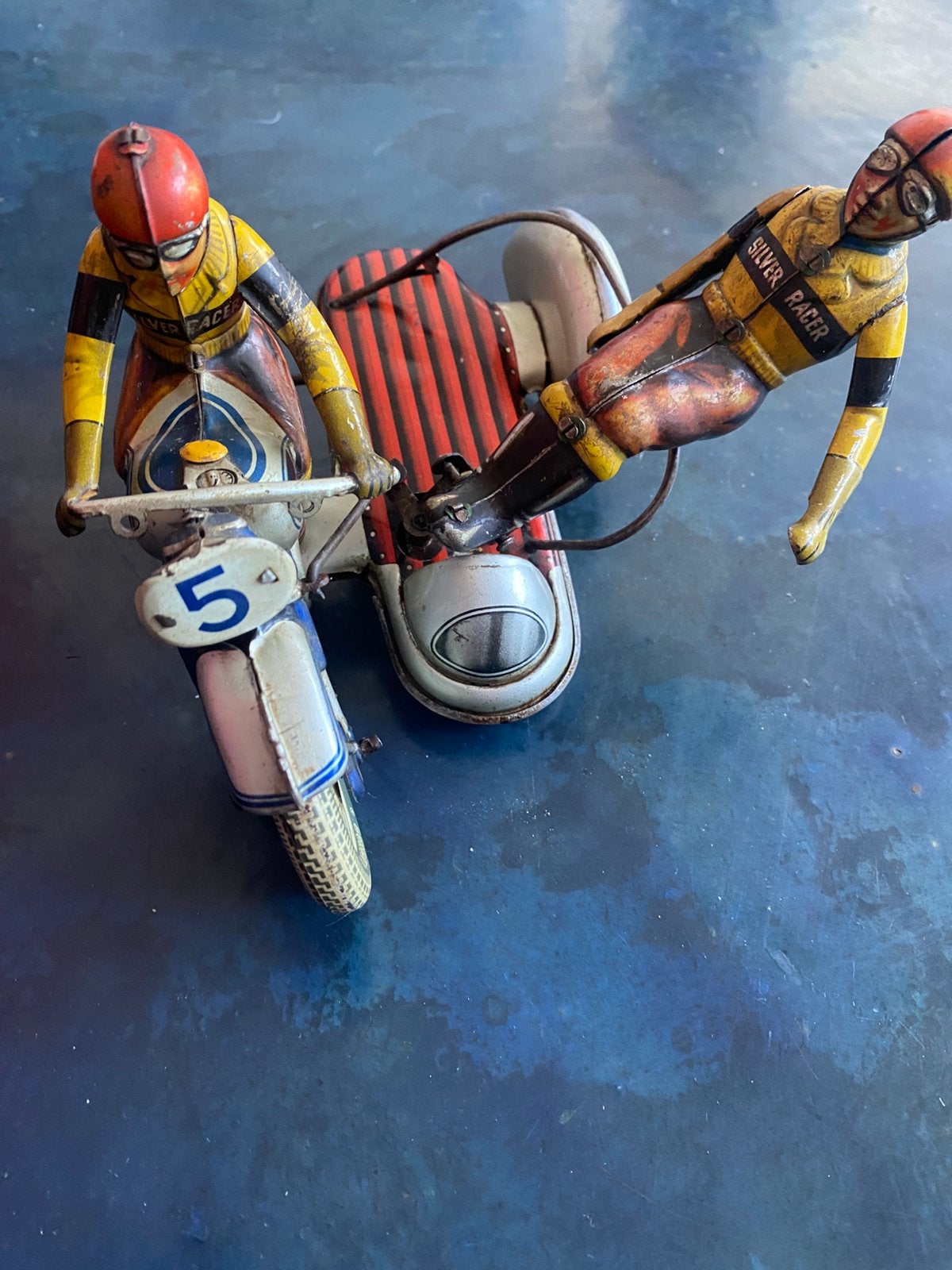 Blikken speelgoed motor Tippco Silver Racer, Ophalen of Verzenden, Gebruikt