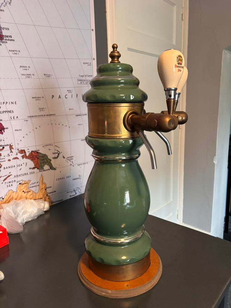 Vintage Dommelsch dubbele biertap/tapzuil keramiek & messing, Ophalen, Gebruikt, Overige typen, Dommelsch