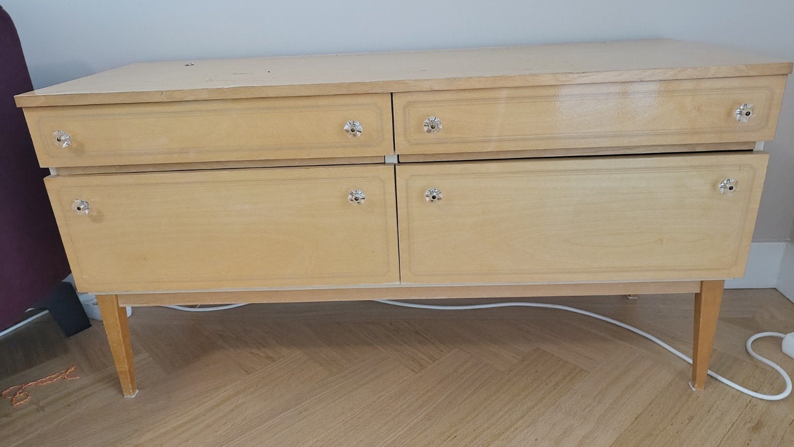 Vintage retro deens design dressoir van berken hout, Ophalen, 25 tot 50 cm