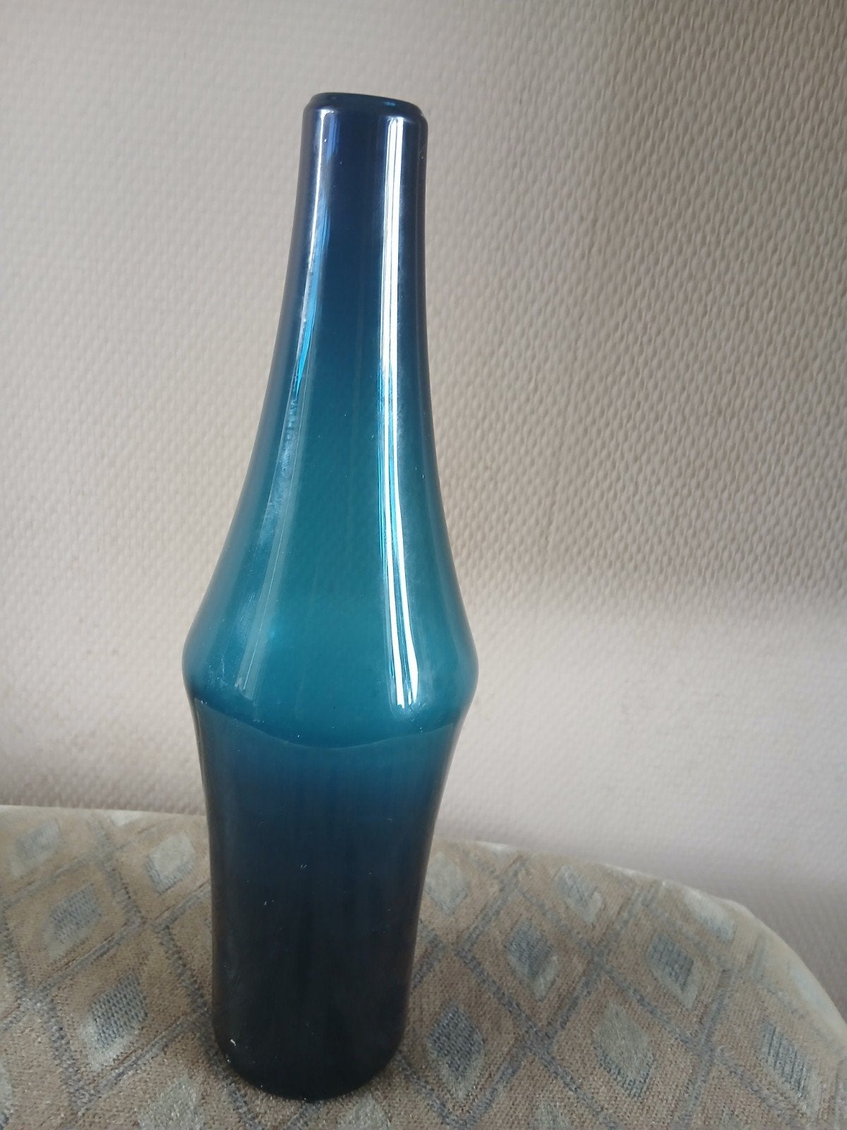Leerdam glas flesvaas Floris Meydam vintage glasfabriek, Blauw, 30 cm, Nieuw, Ophalen of Verzenden