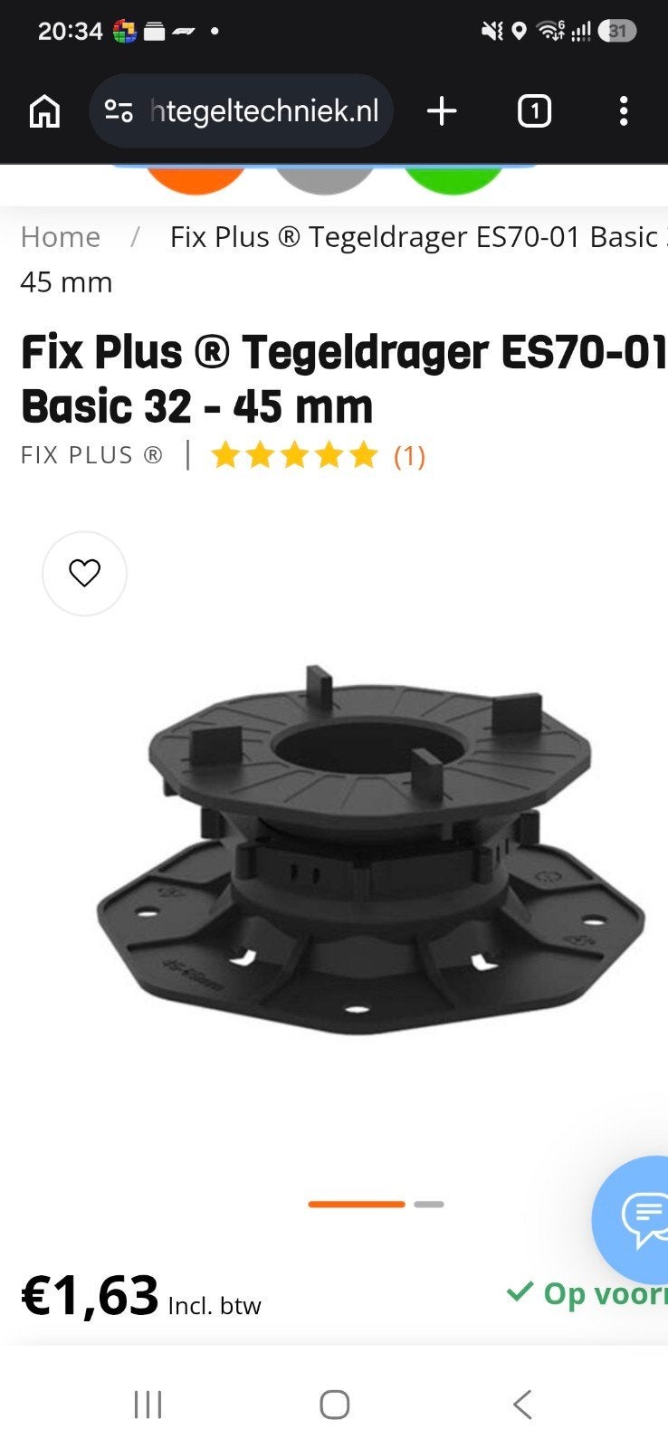 Fix Plus Tegeldragers ES70-01 Basic 32-45mm (doos), Ophalen, Nieuw