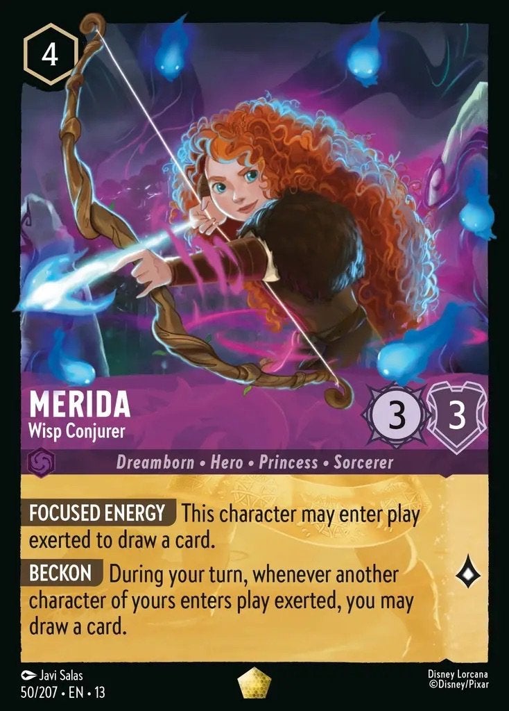 Disney Lorcana - Attack of The Vine - 50 - Merida - Wisp Con, Ophalen of Verzenden, Nieuw, Losse kaart