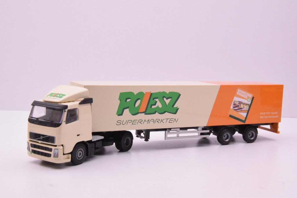 Volvo FH12  '' Poeisz supermarkten ''  Lion Car, Hobby en Vrije tijd, Modelauto's | 1:50, Zo goed als nieuw, Bus of Vrachtwagen
