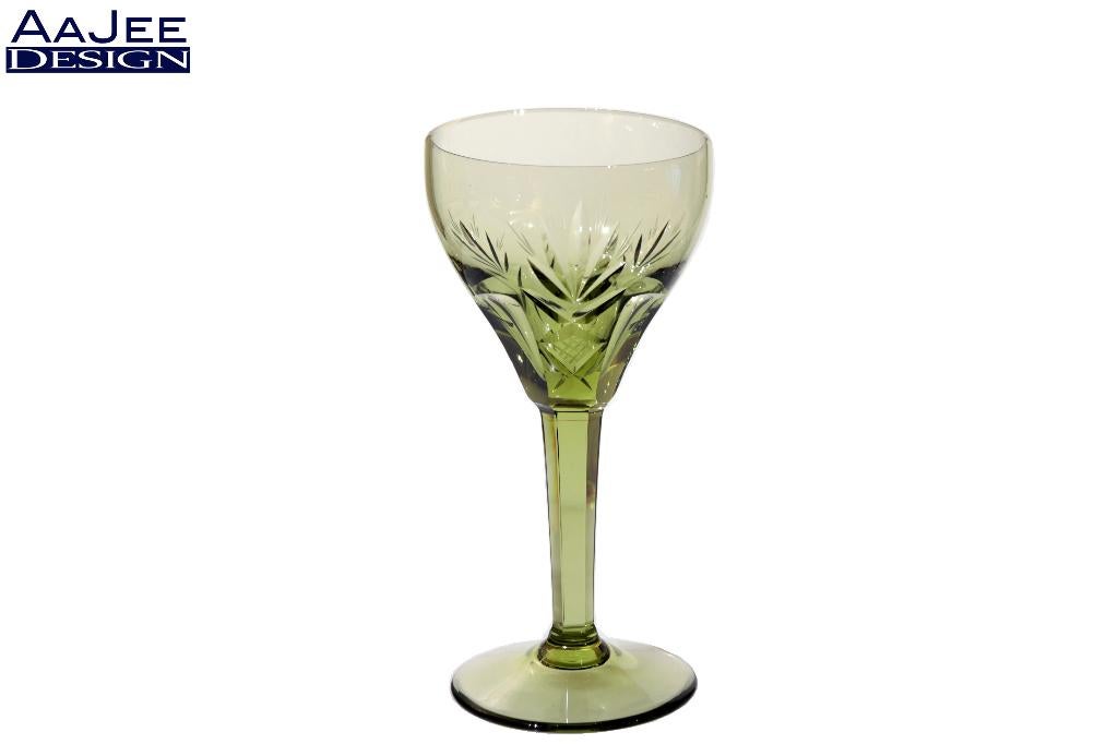 Leerdam – Carola wijnglas – Mosgroen – A.D. Copier – 1953, Ophalen of Verzenden