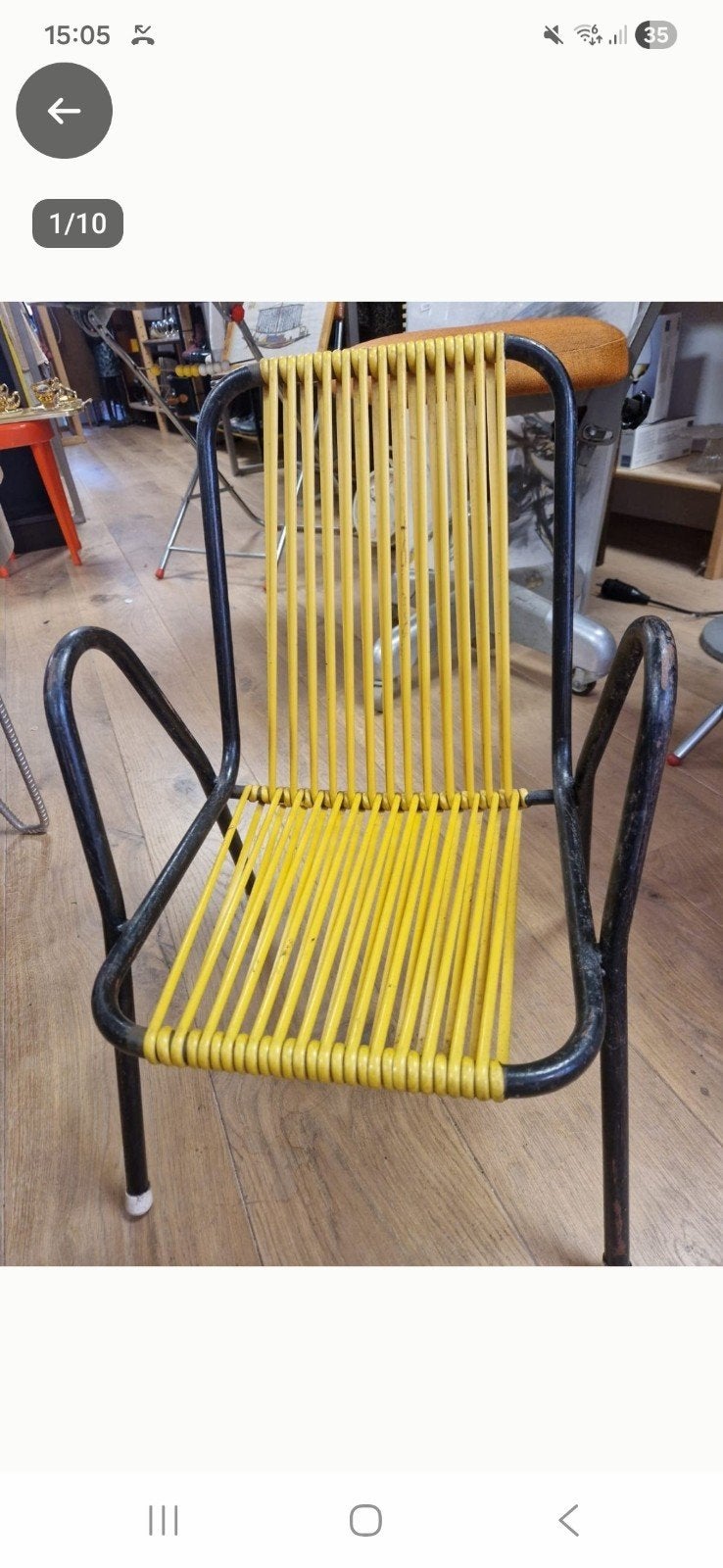 Vintage spaghetti stoel voor kinderen - Geel, Ophalen of Verzenden